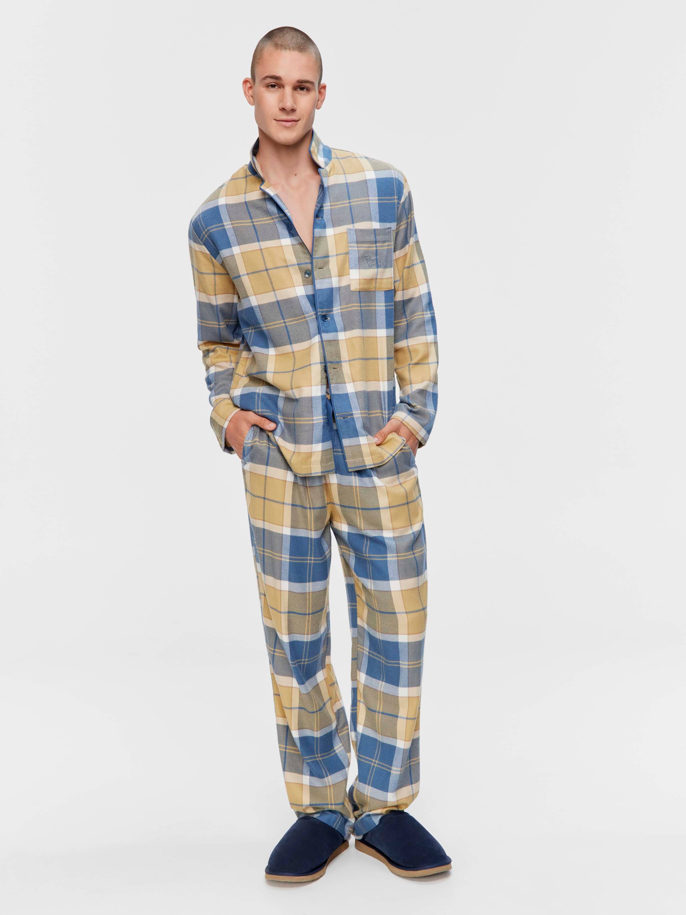 Blue Check Long Sleeve Pj Set
