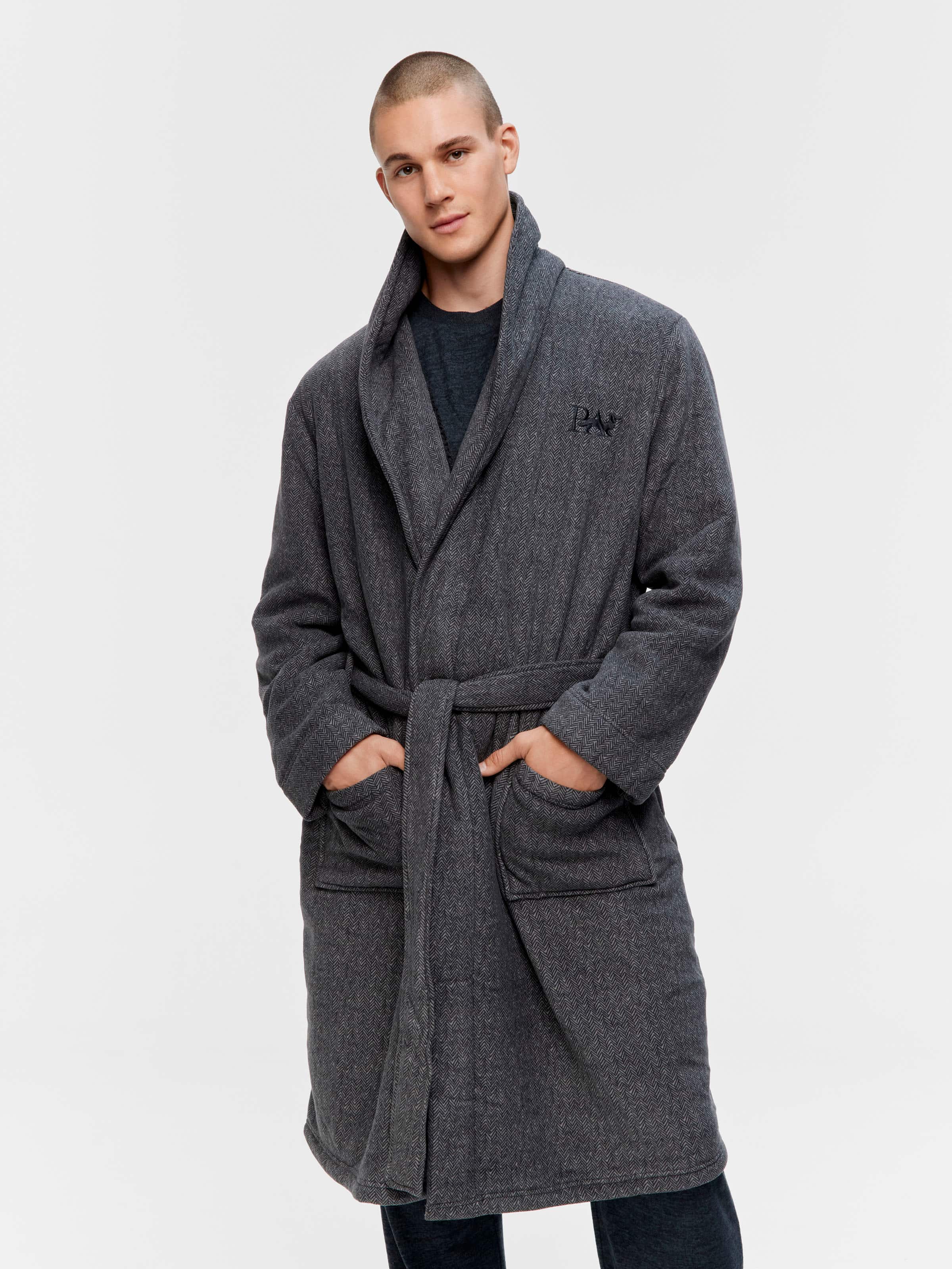 Charcoal Herringbone Gown