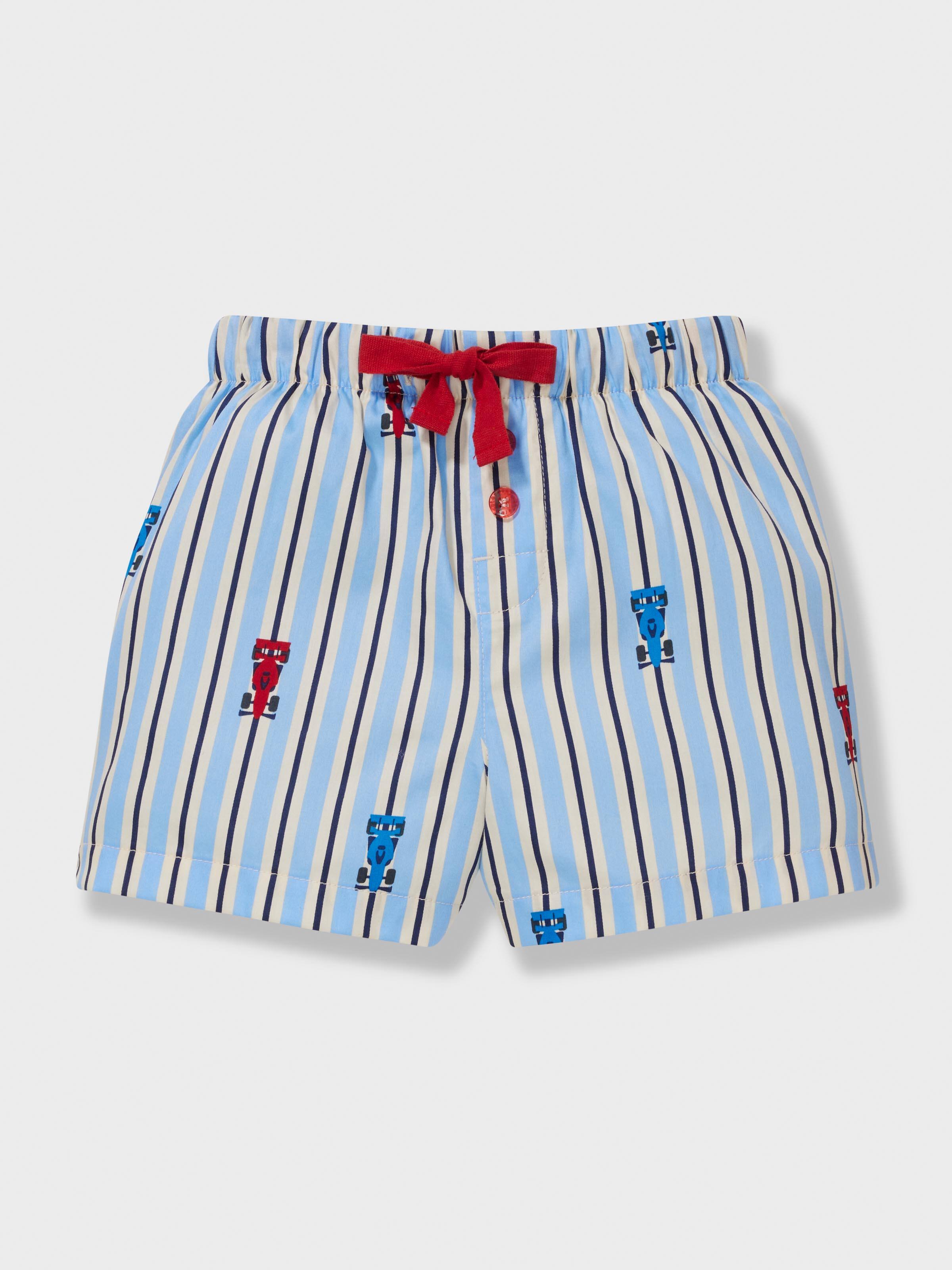 Jnr Boys Racing Stripes 100% Cotton Classic Short Pj Set