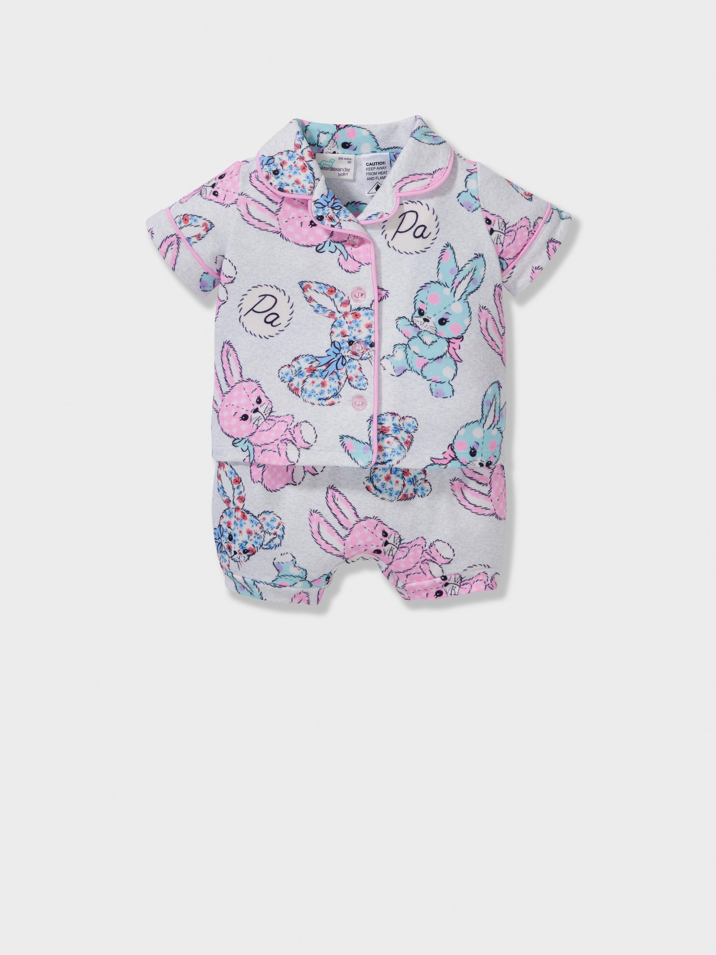 Baby Girl Patchwork Bunny Short Classic Pj Set