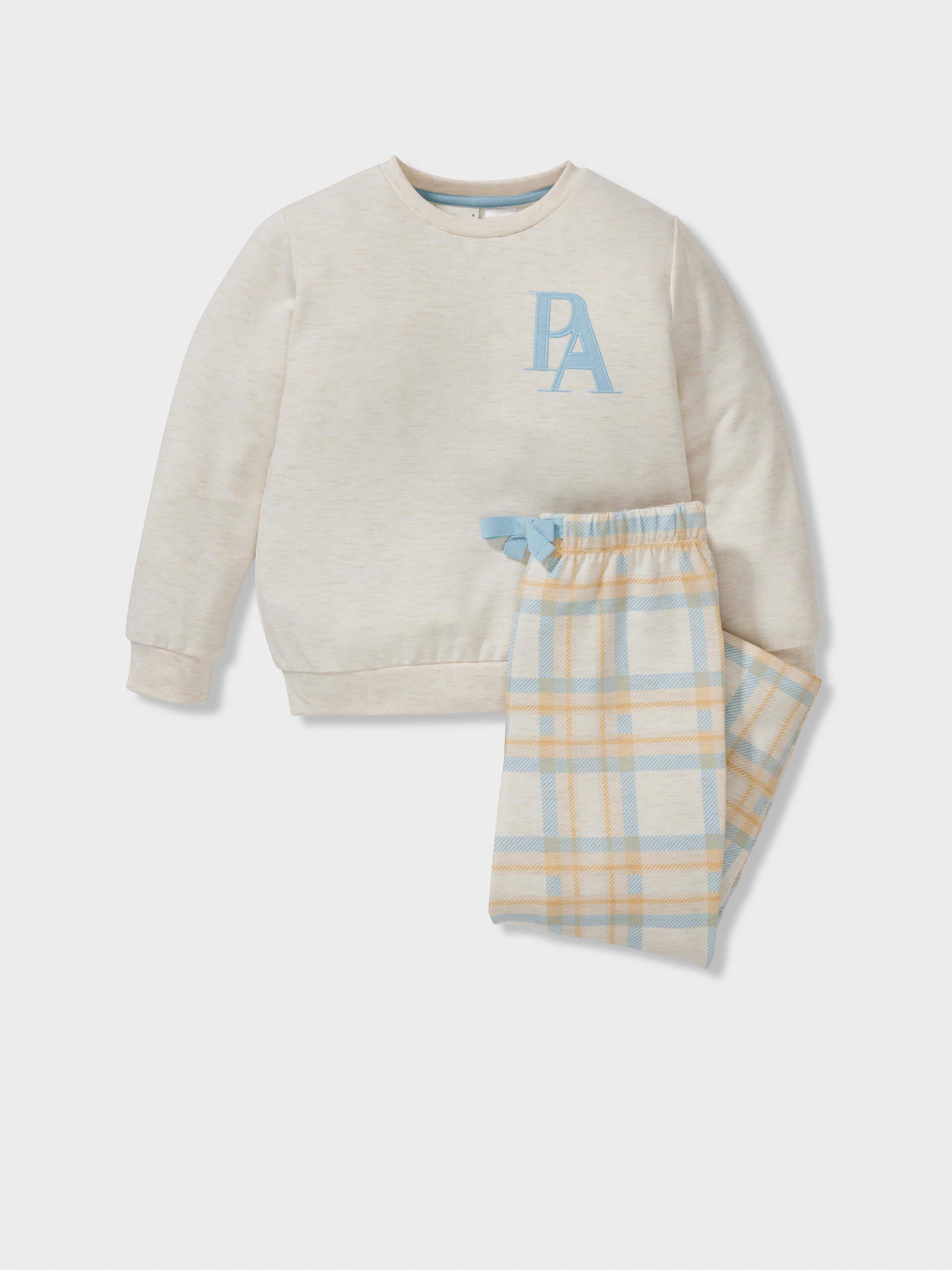 Jnr Boys Oat Check Long Pj Set