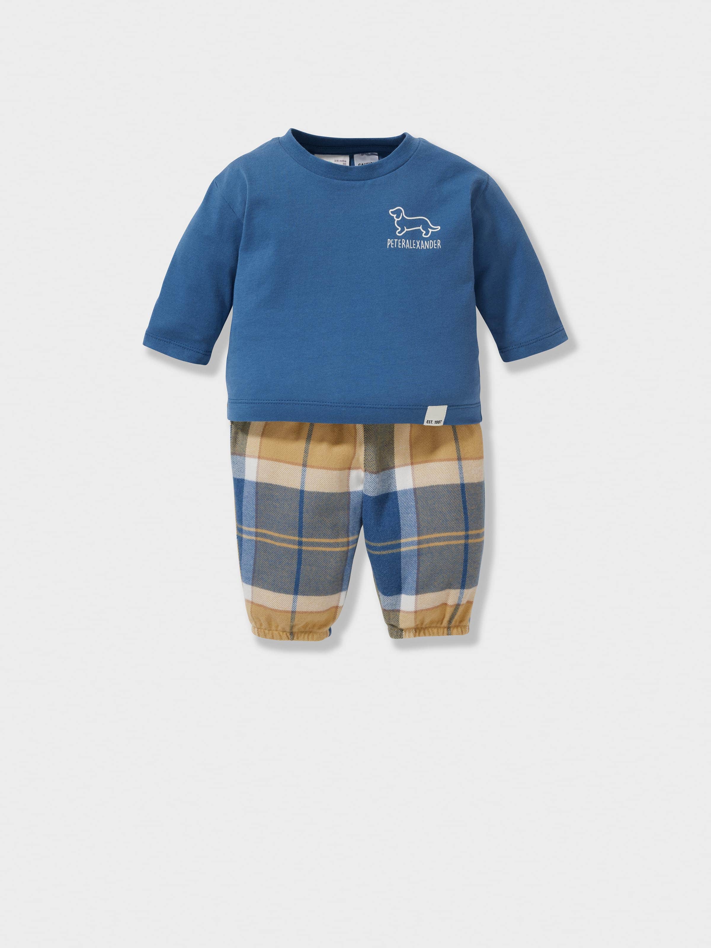 Baby Blue Check Long Pj Set