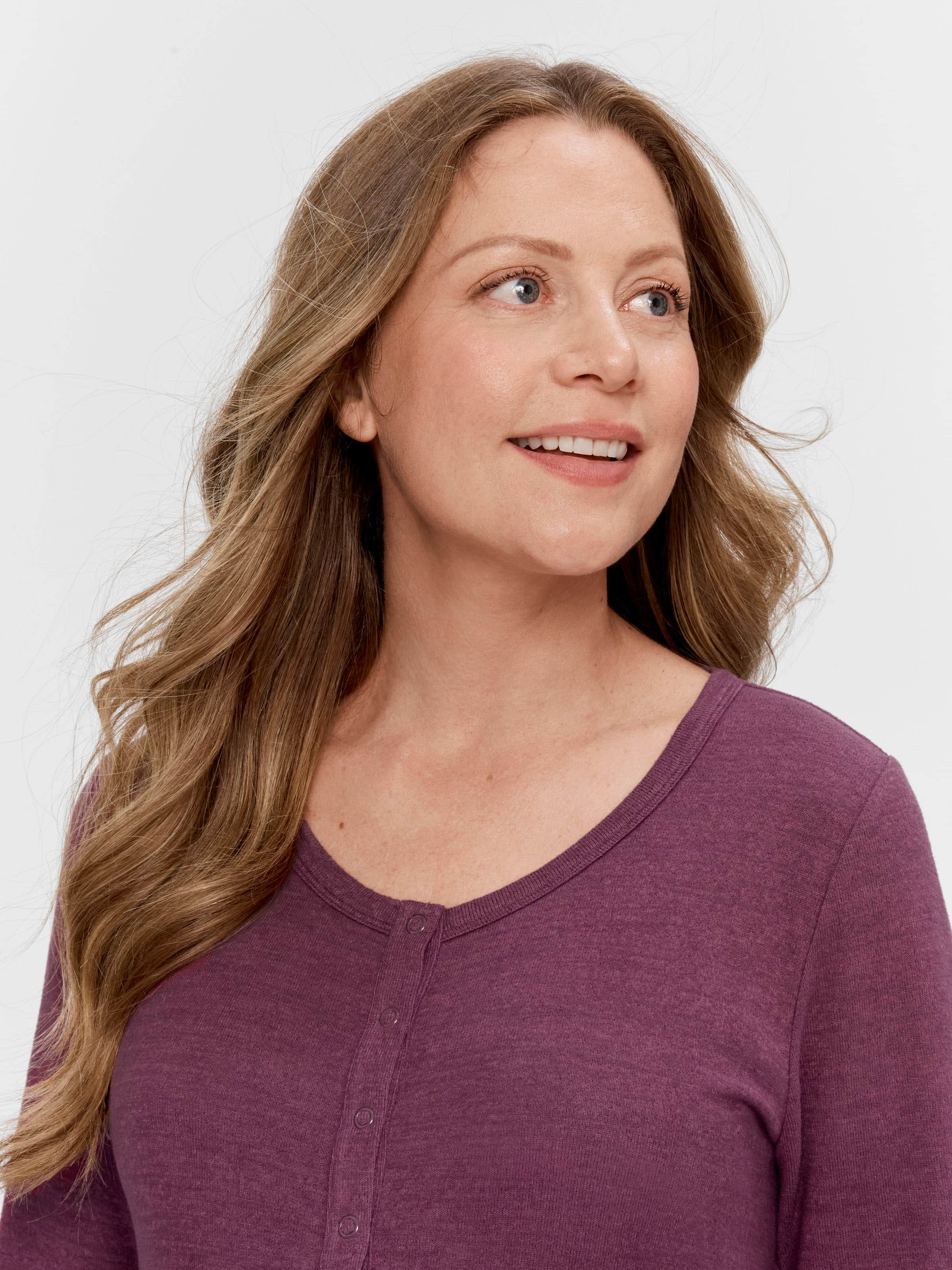 Maternity Plum Fuzzy Long Sleeve Nightie