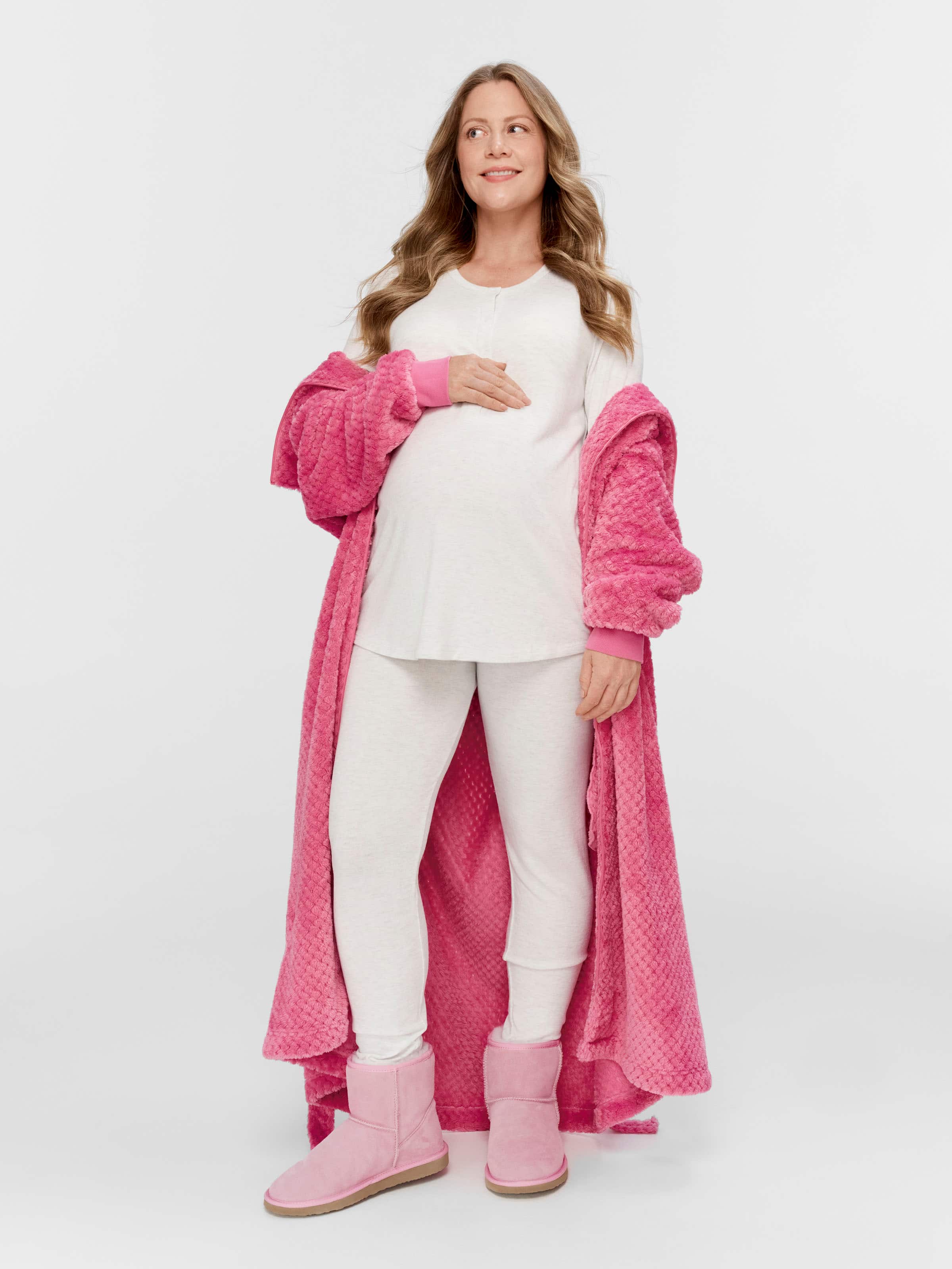 Maternity Grey Fuzzy Long Pj Set - Peter Alexander Online