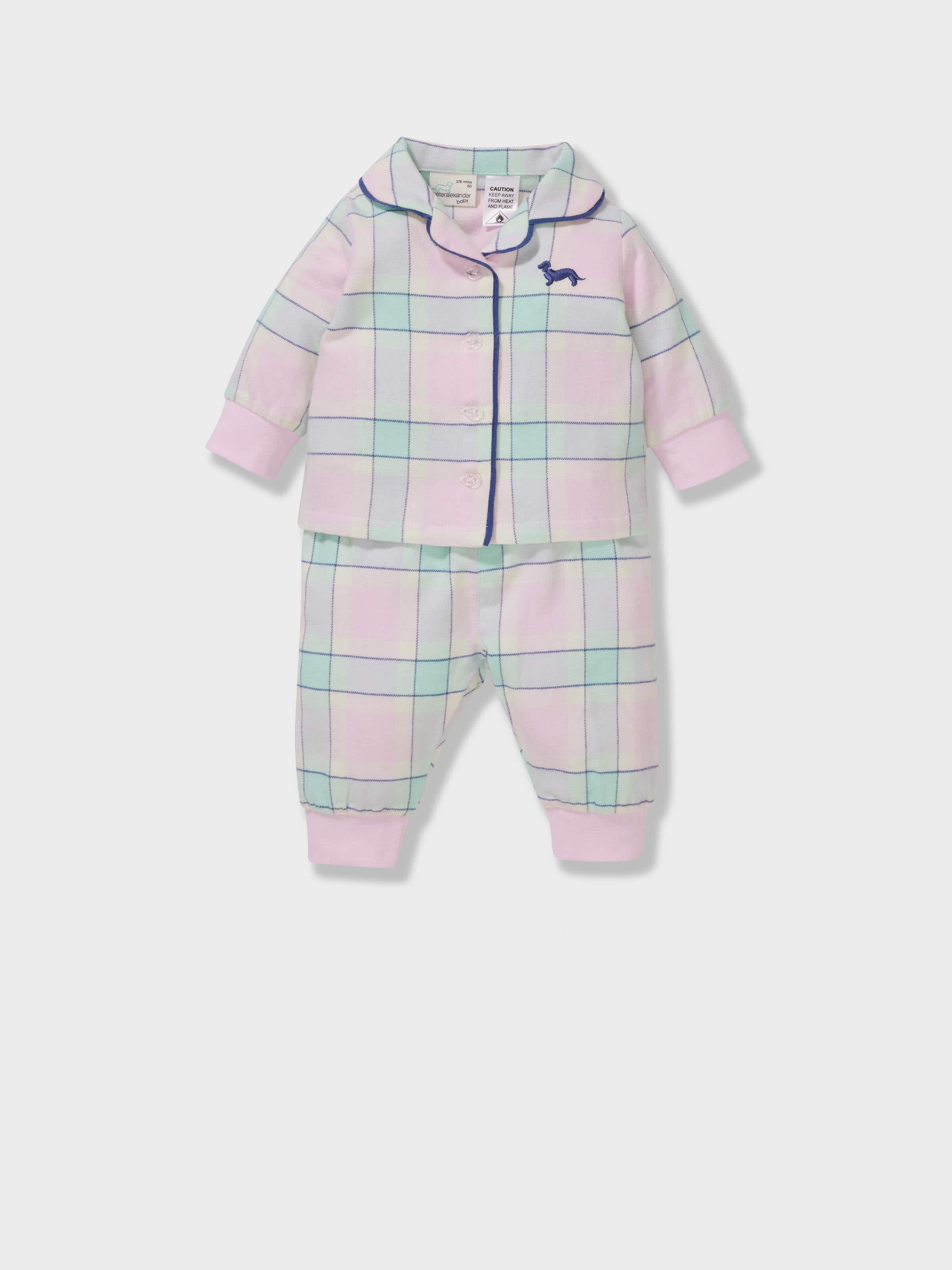 Baby Girl Pink Check 100% Cotton Classic Long Pj Set
