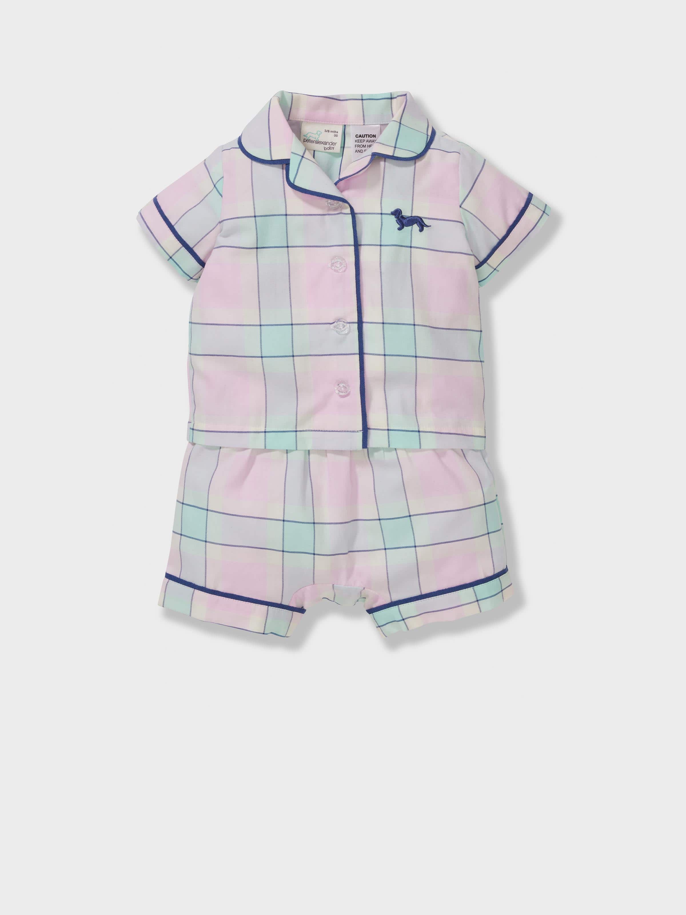Baby Girl Pink Check 100% Cotton Classic Short Pj Set