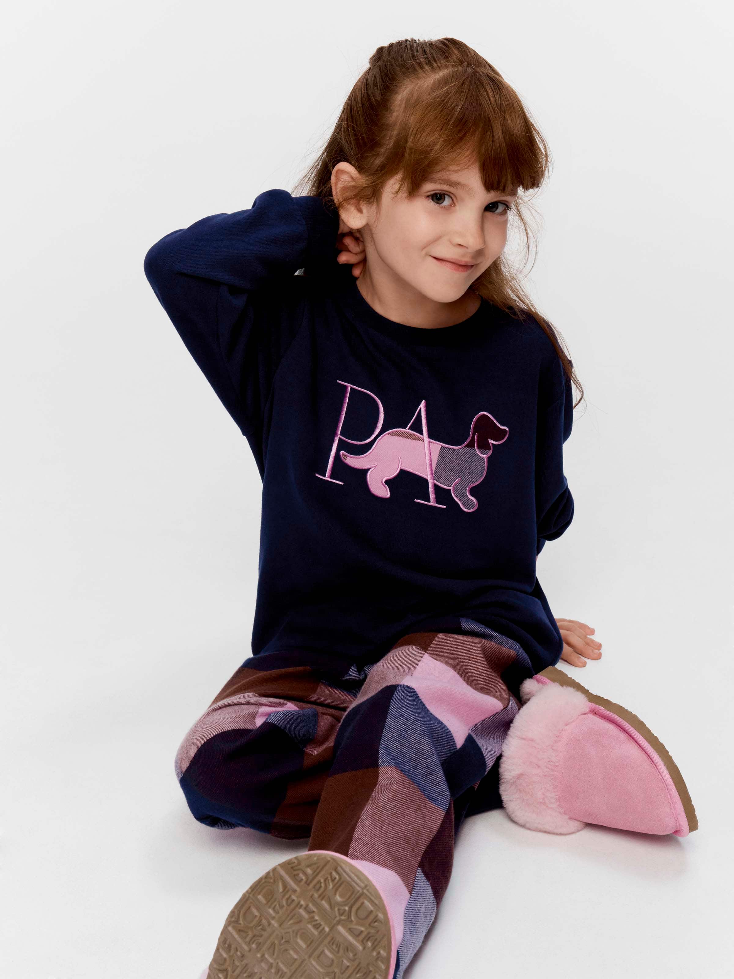 Jnr Girls Buffalo Check Long Pj Set
