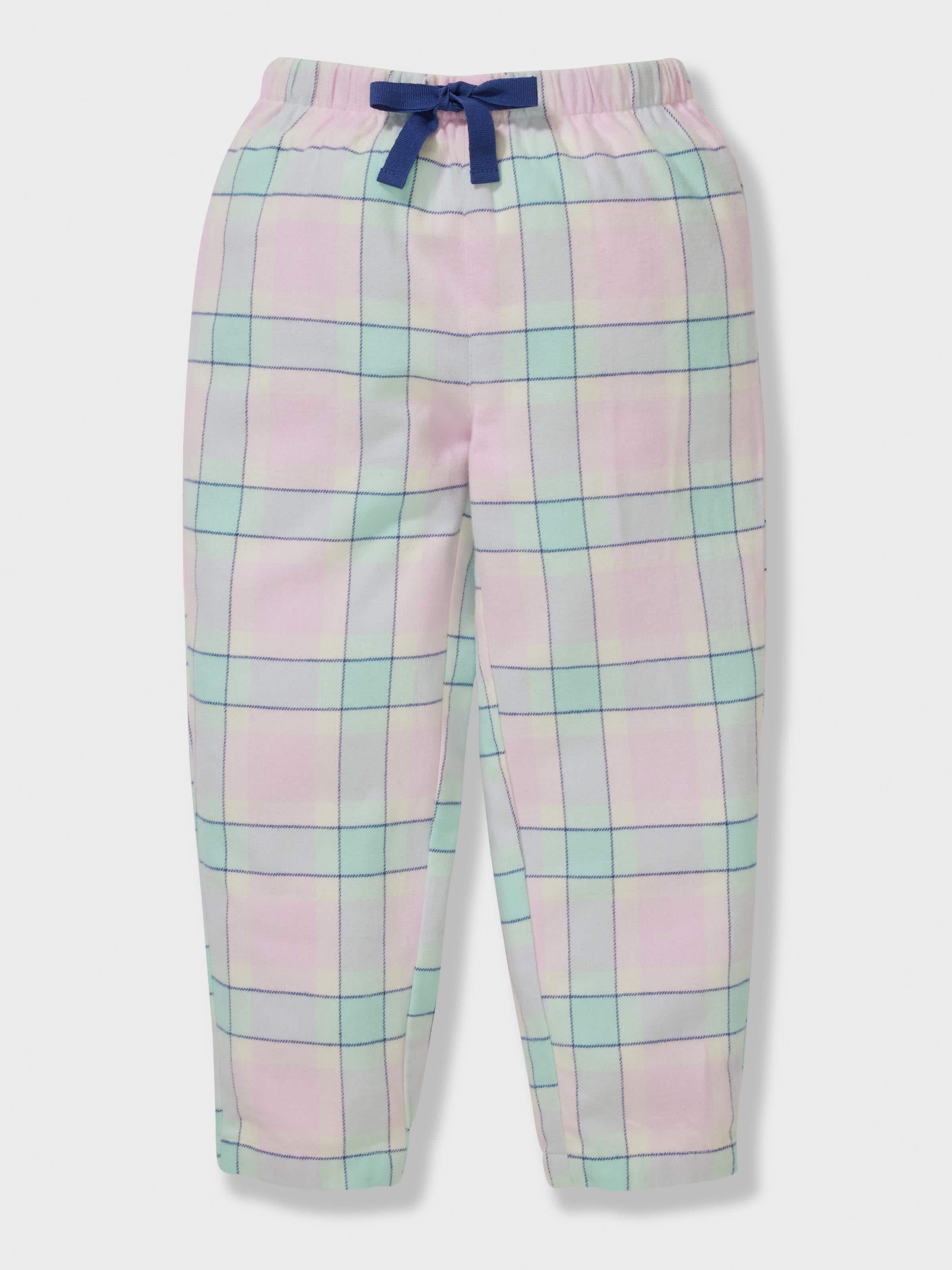 Jnr Girls Pink Check 100% Cotton Classic Long Pj Set