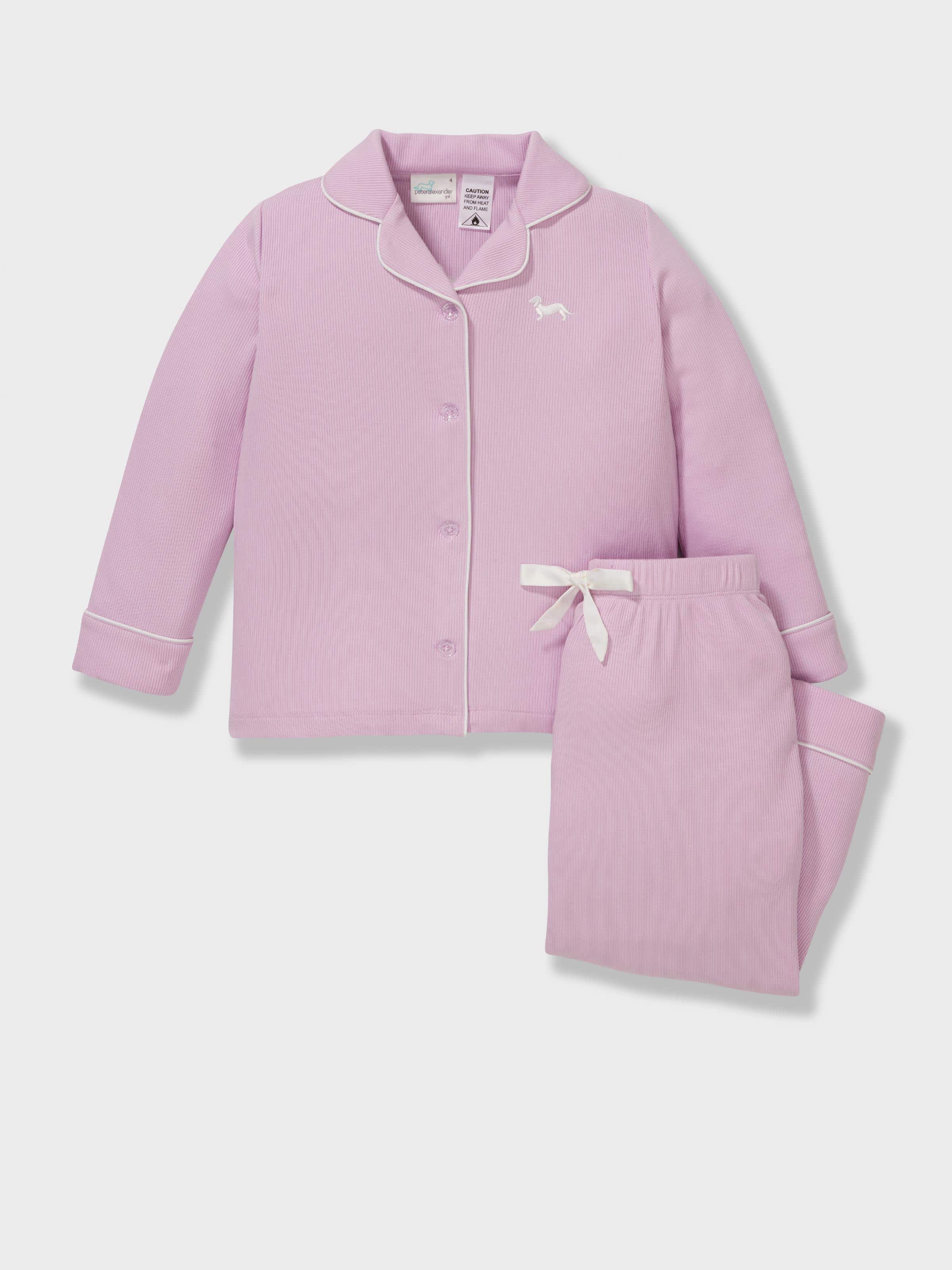 Jnr Girls Lilac Rib Classic Long Pj Set
