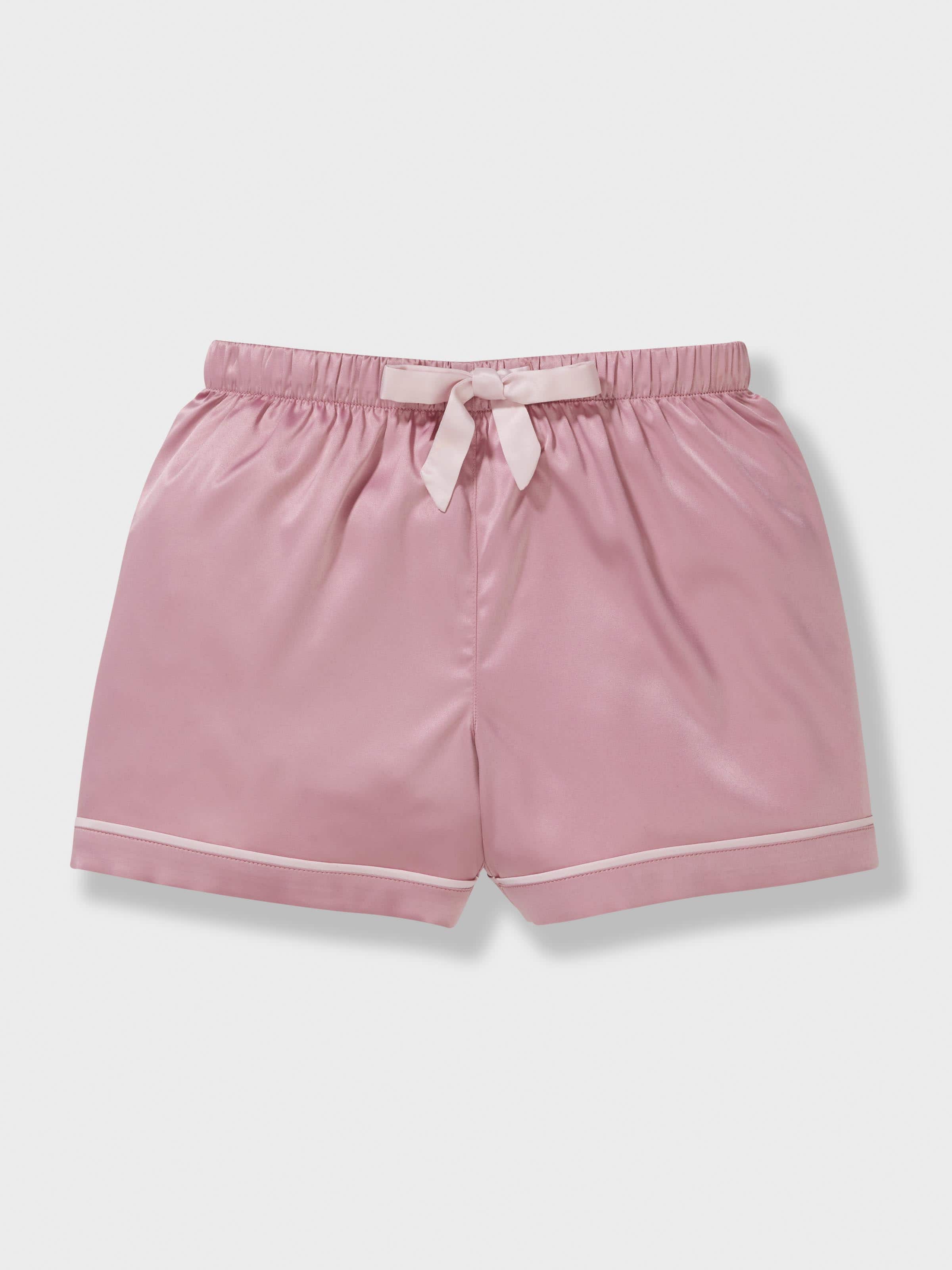 Jnr Girls Powder Pink Satin Shortie Set