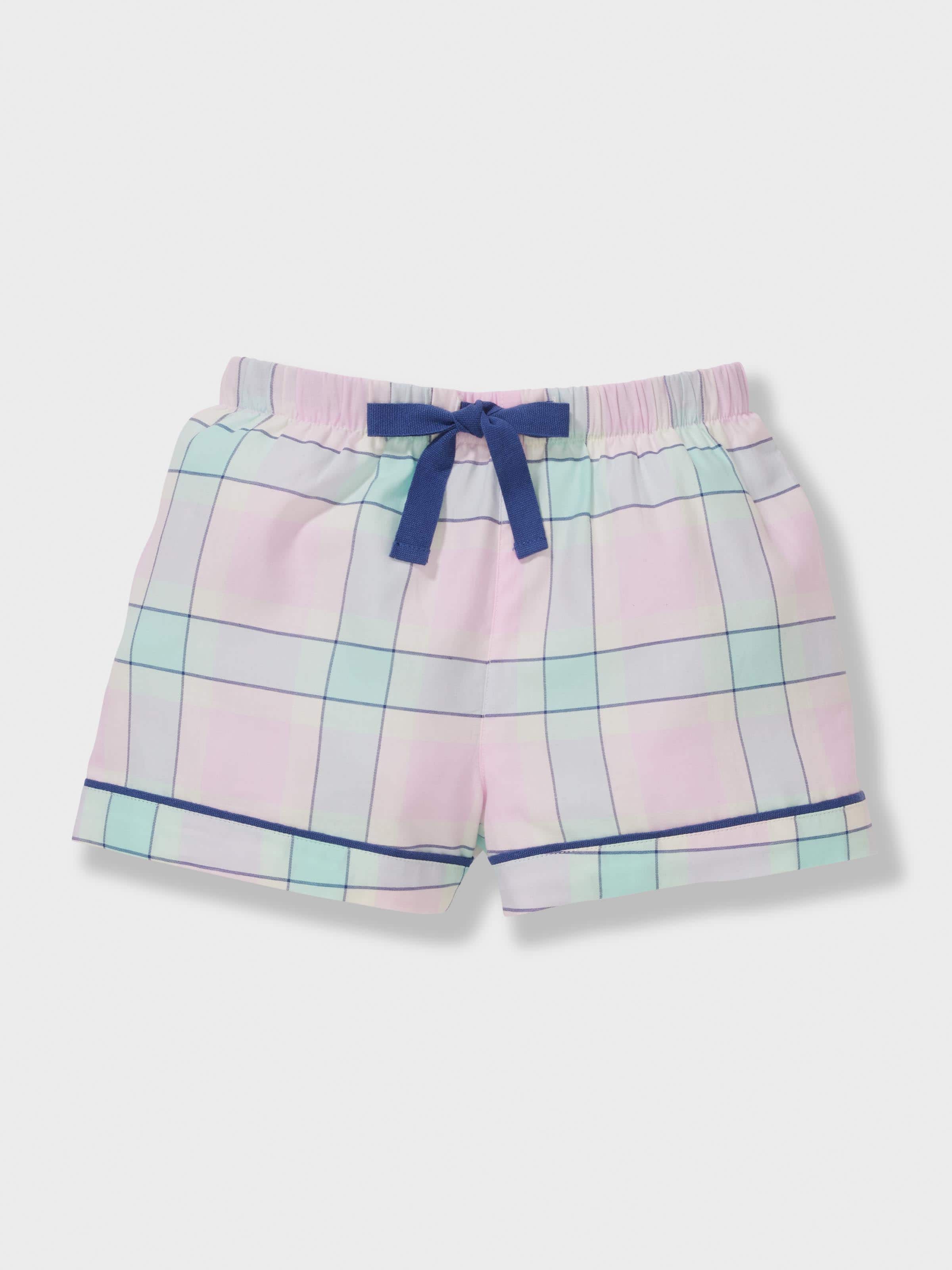 Girls Pink Check 100% Cotton Classic Shortie Pj Set