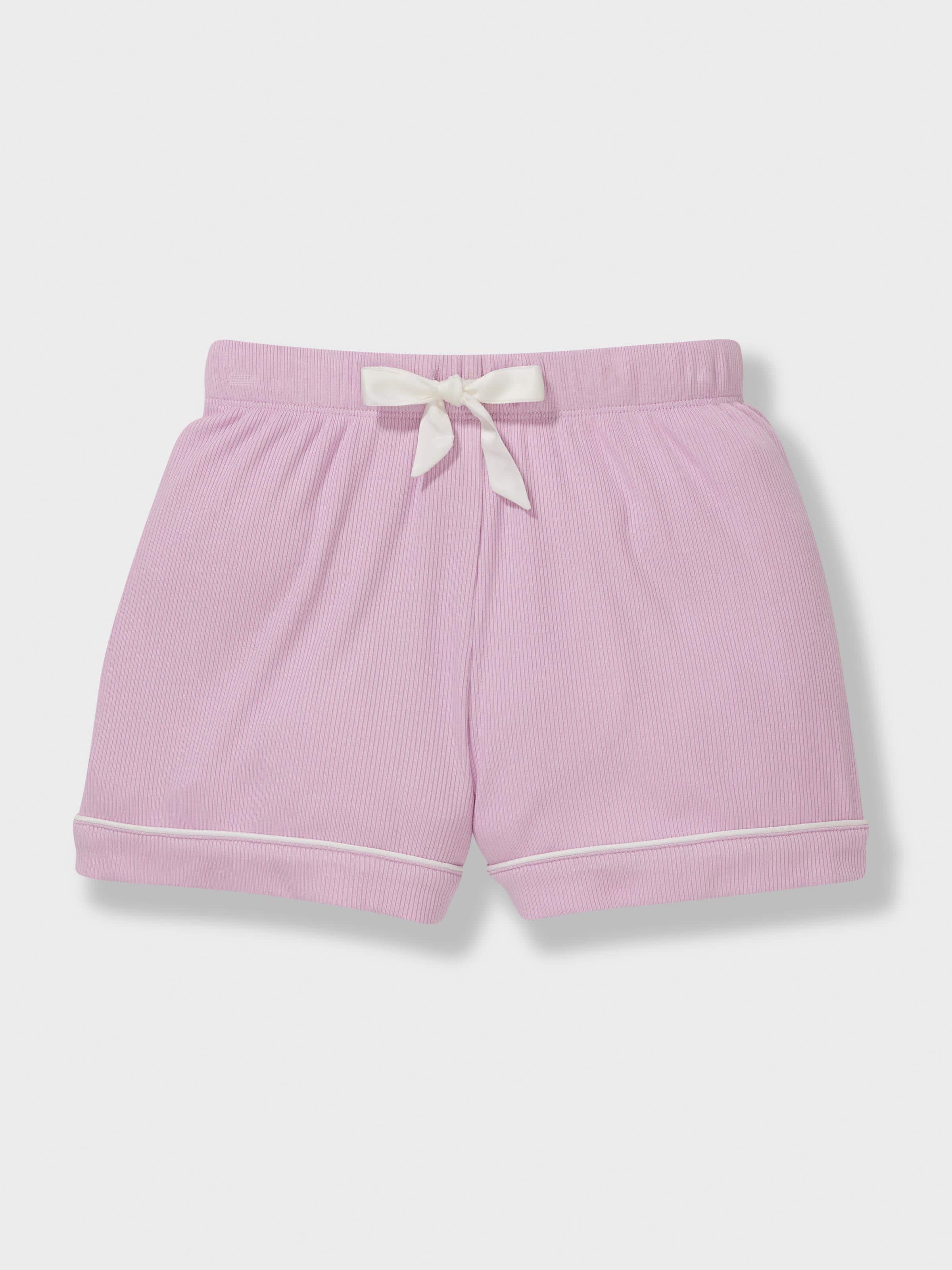 Girls Lilac Rib Classic Shortie Pj Set