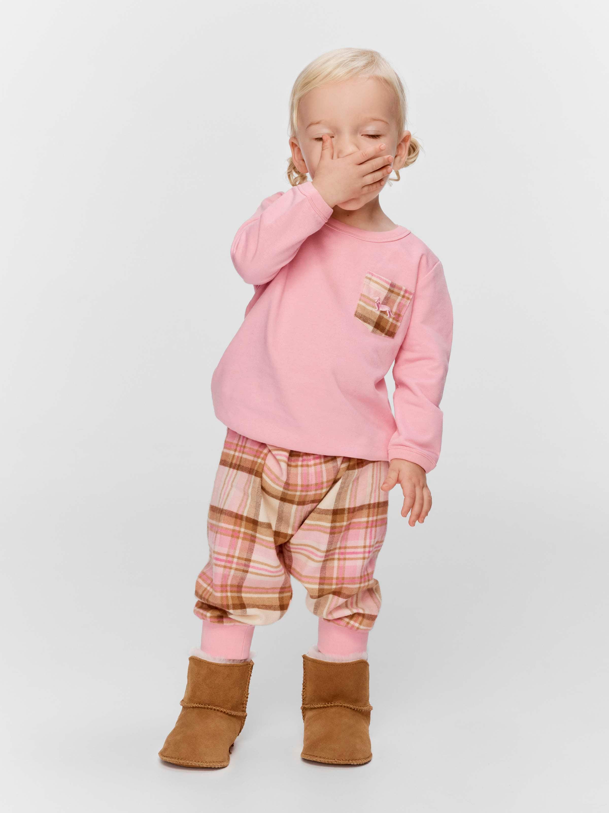 Baby Girl Pink Check Long Pj Set