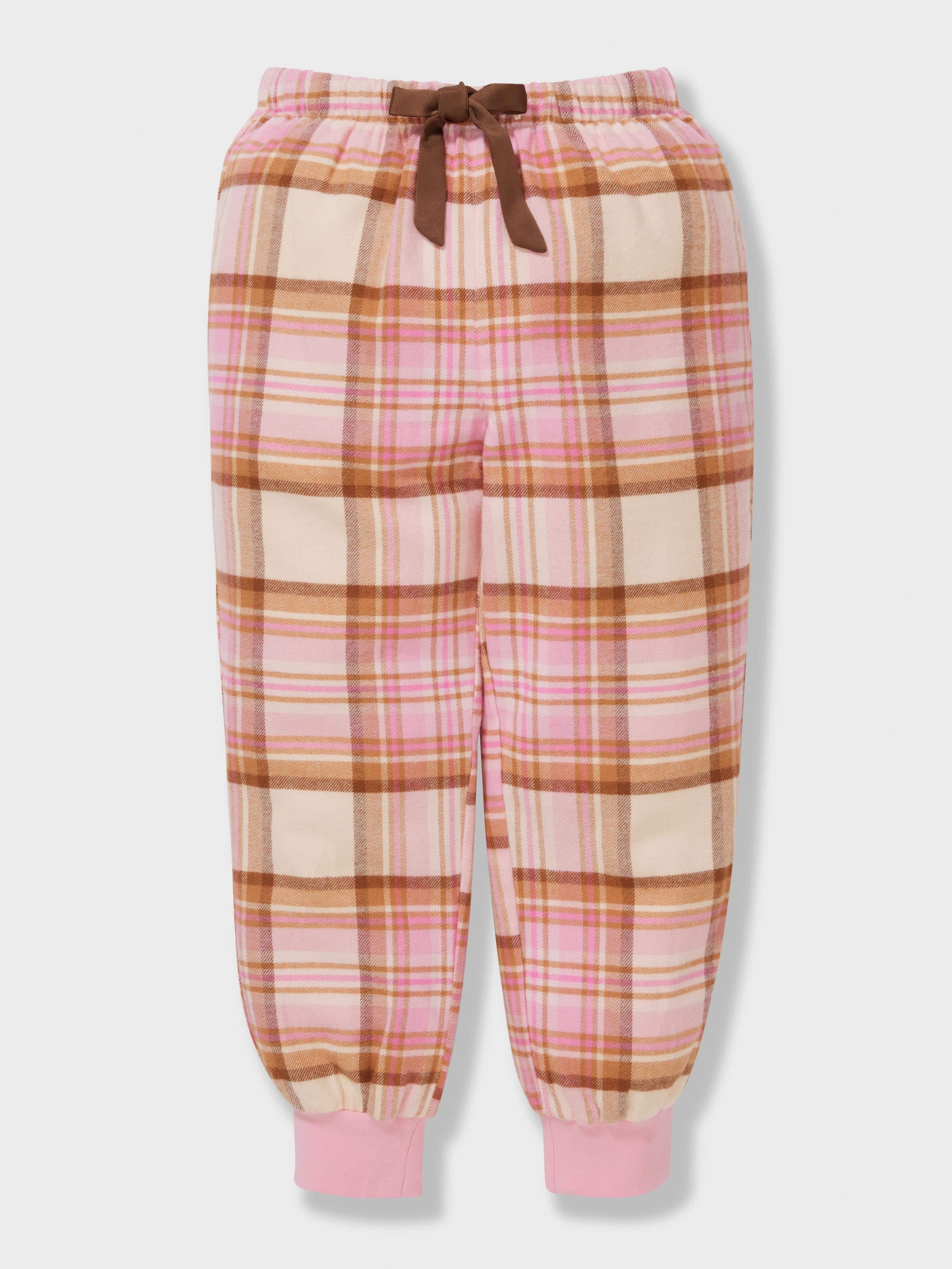 Jnr Girls Pink Check Long Pj Set