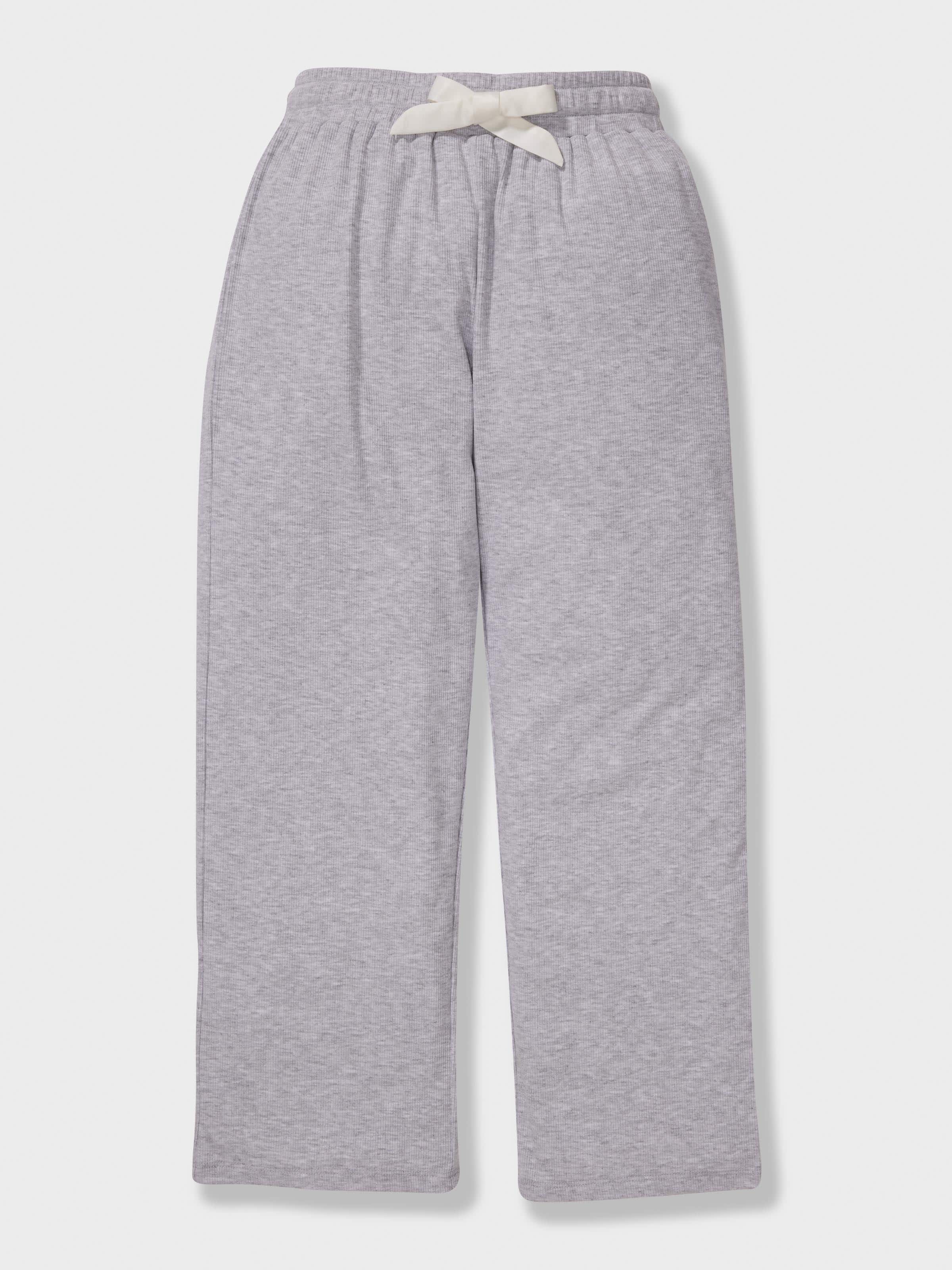 Girls Grey Rib Long Pj Set