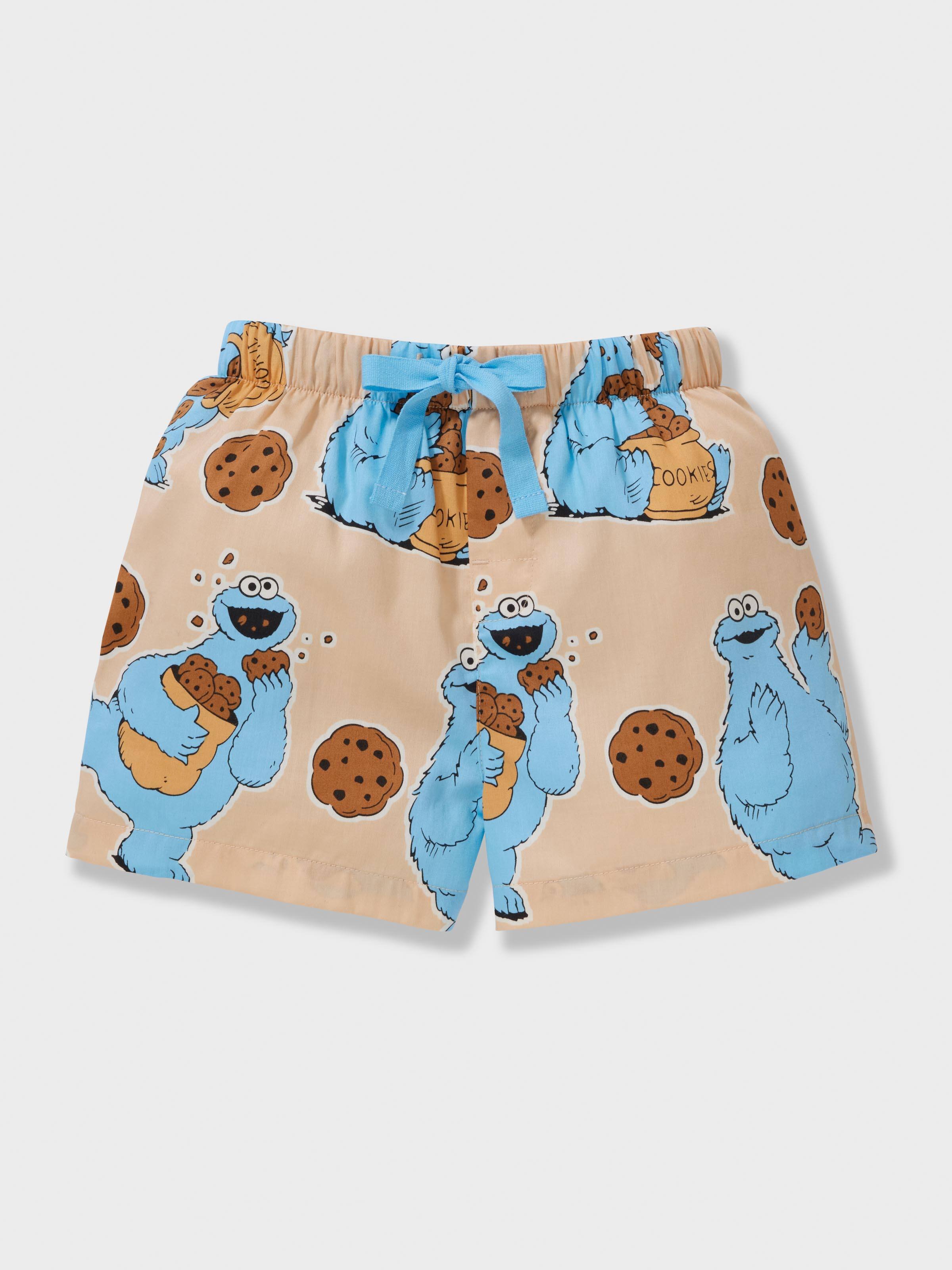 Jnr Kids Cookie Monster 100% Cotton Short Pj Set