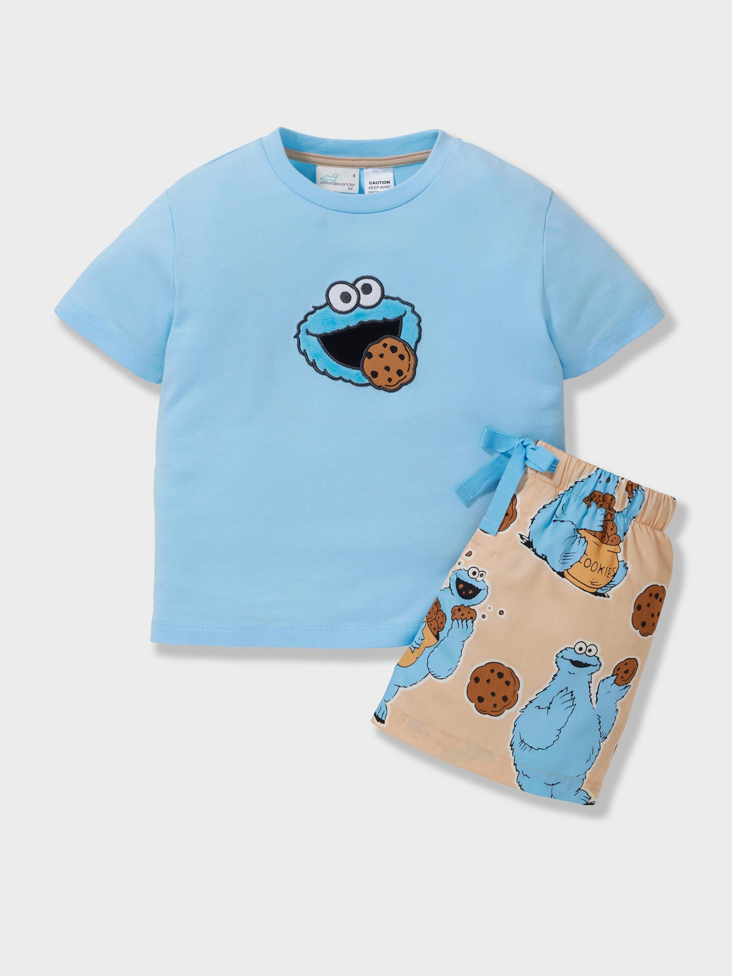 Kids Cookie Monster 100% Cotton Short Pj Set