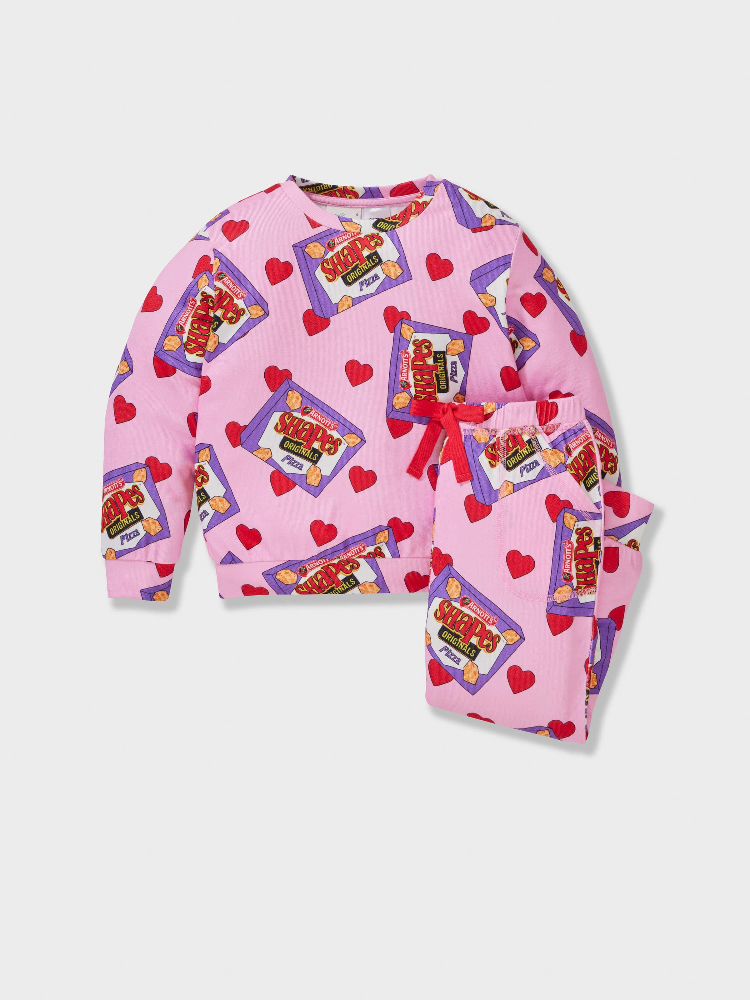 Jnr Girls Arnott's Pizza Shapes Long Plush Pj Set
