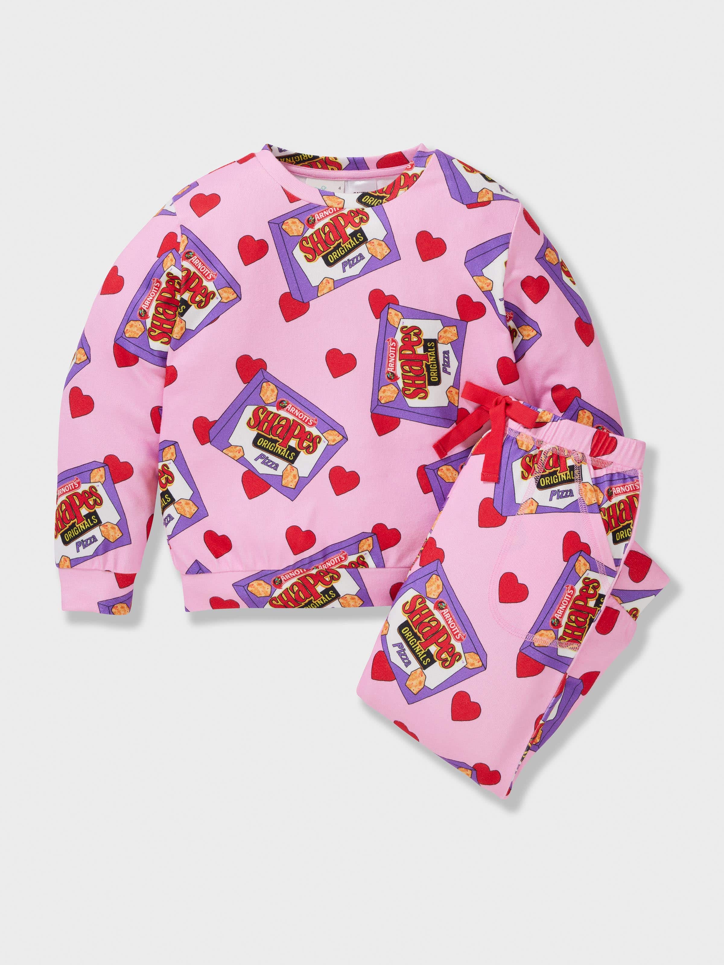 Girls Arnott's Pizza Shapes Long Plush Pj Set