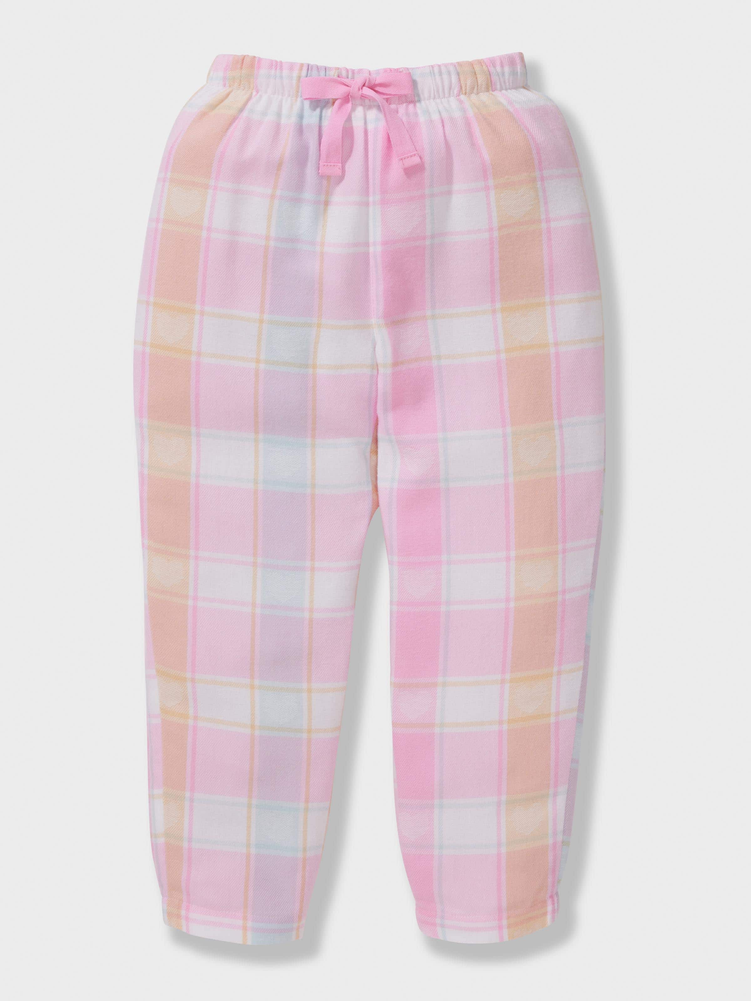 Jnr Girls Heart Check Classic Long Bamboo Flannelette Pj Set