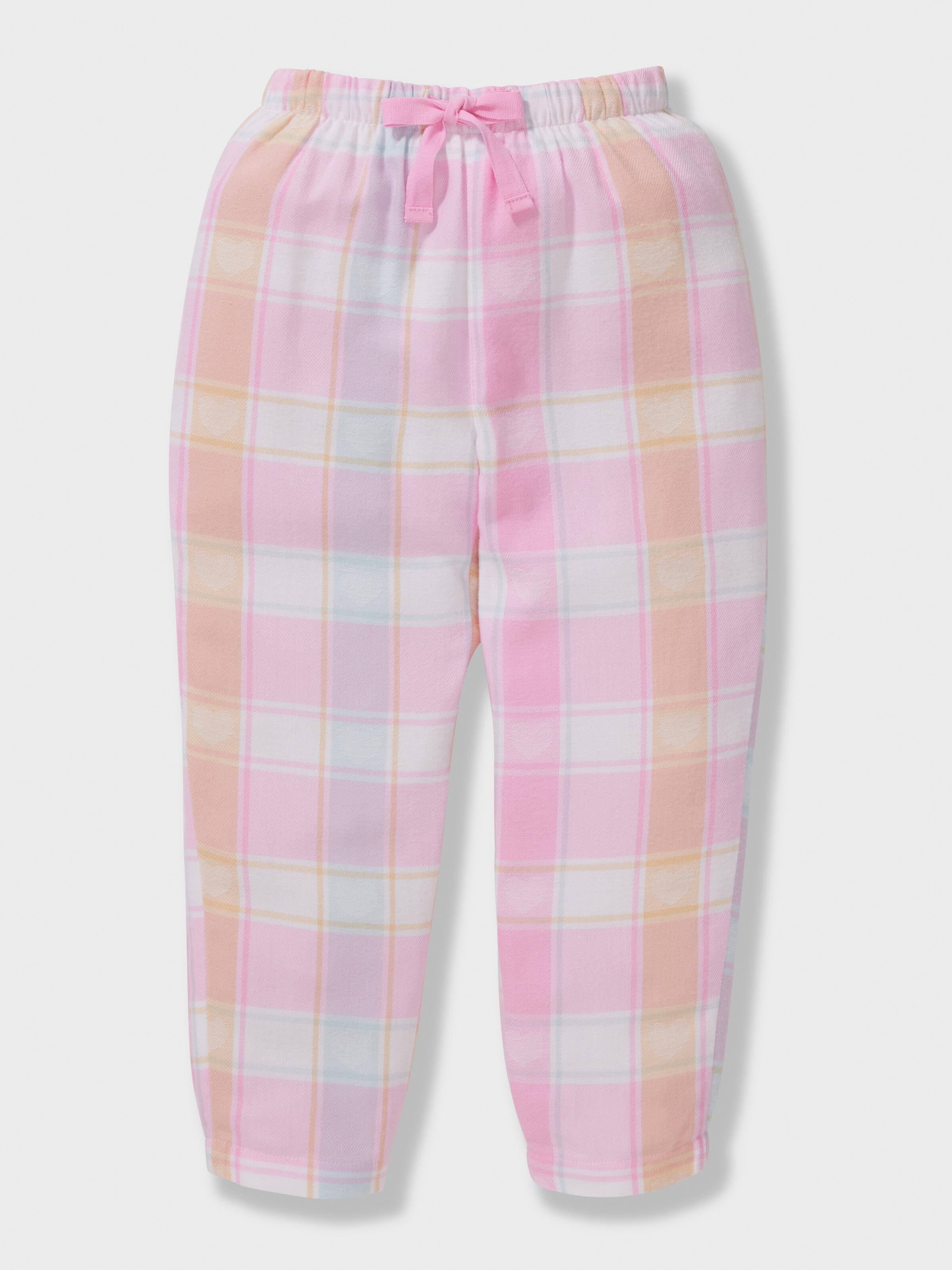 Girls Heart Check Classic Long Bamboo Flannelette Pj Set