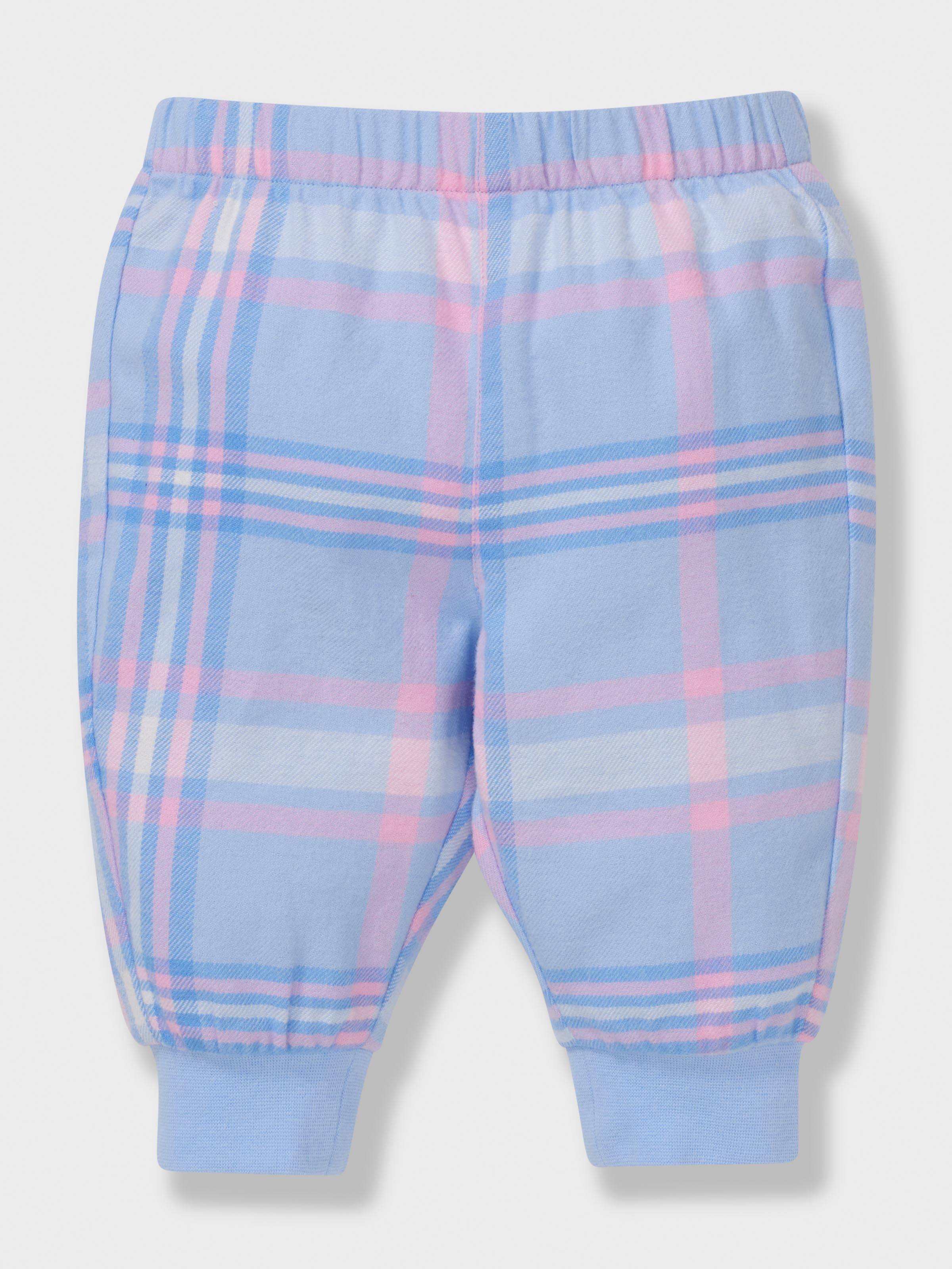 Baby Blue Check 100% Cotton Long Pj Set