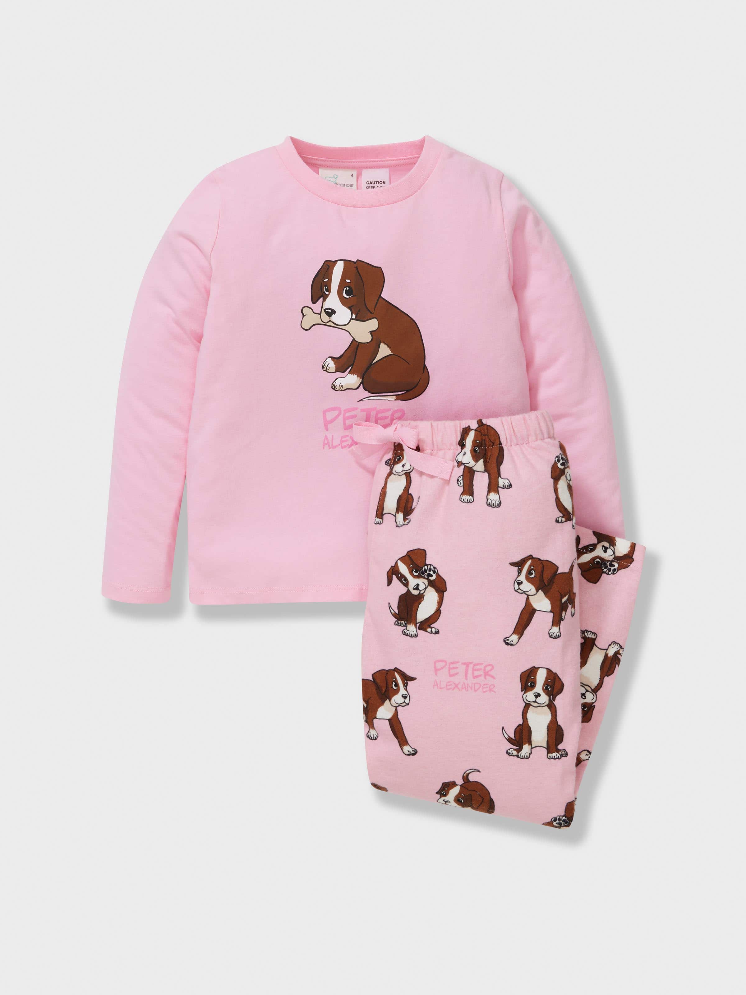 Jnr Girls Boxer Puppy 100% Cotton Long Pj Set