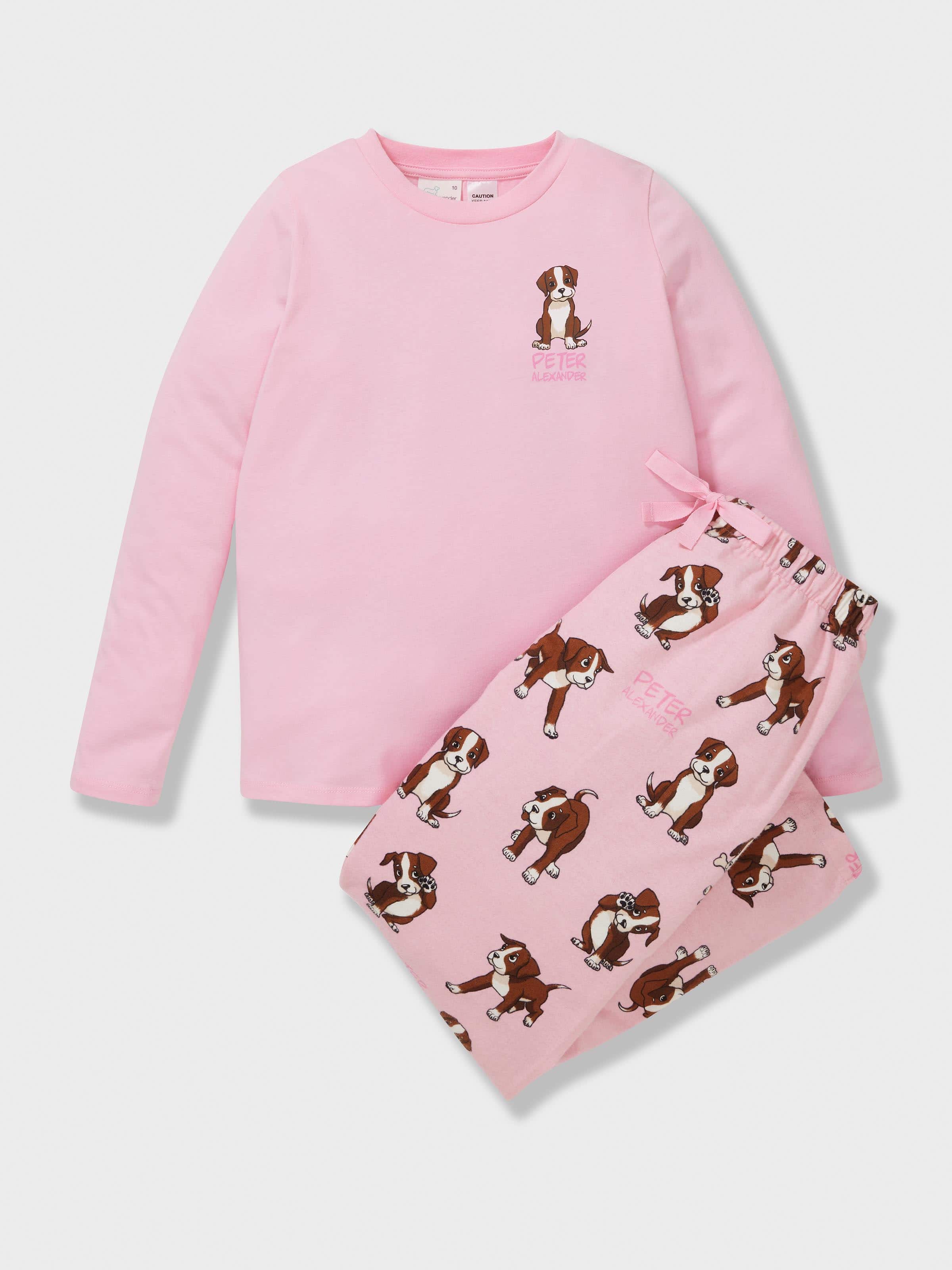 Girls Boxer Puppy 100% Cotton Long Pj Set