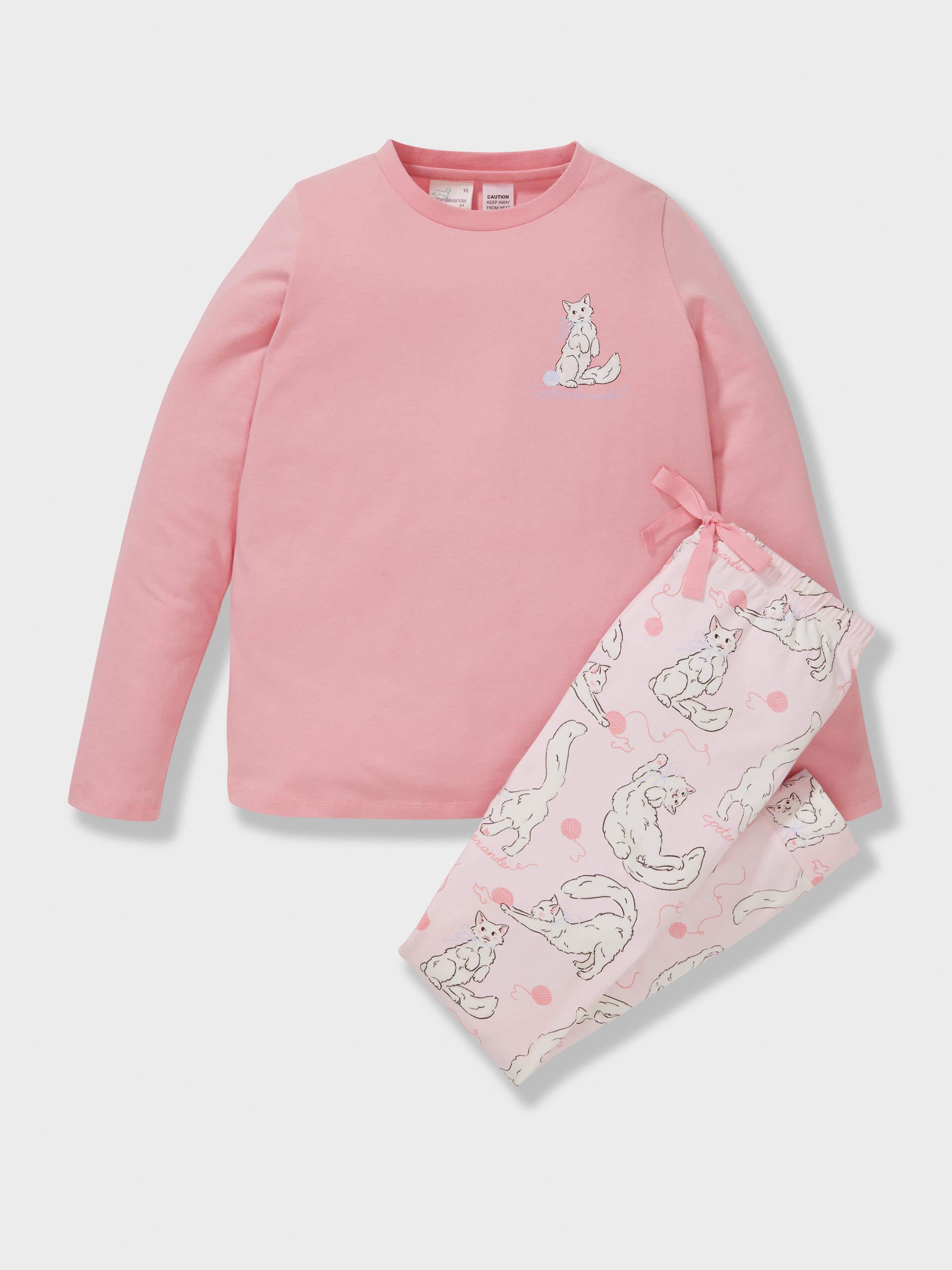 Girls Kittens Long Pj Set