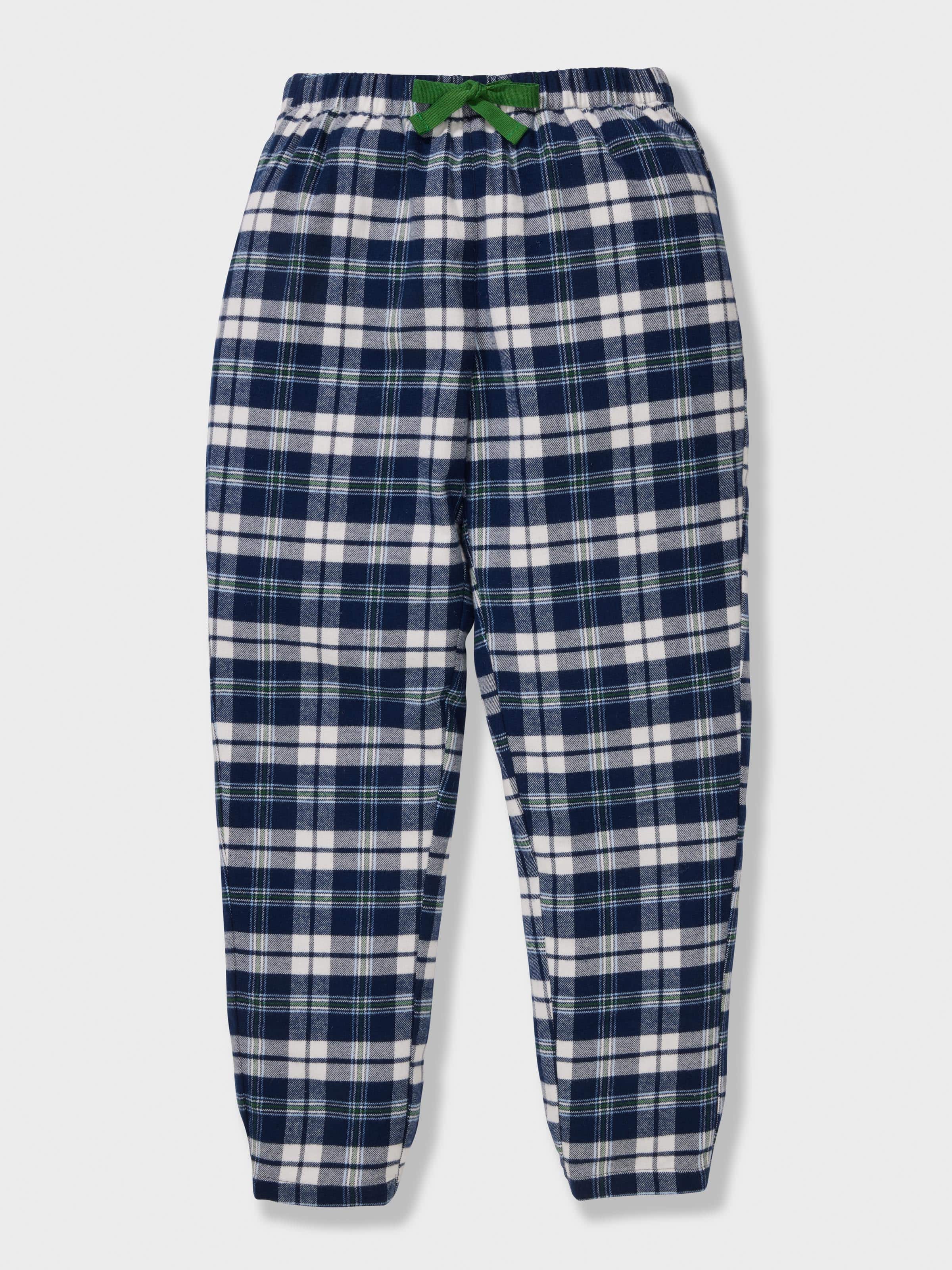 Boys Navy Check 100% Cotton Long Pj Set