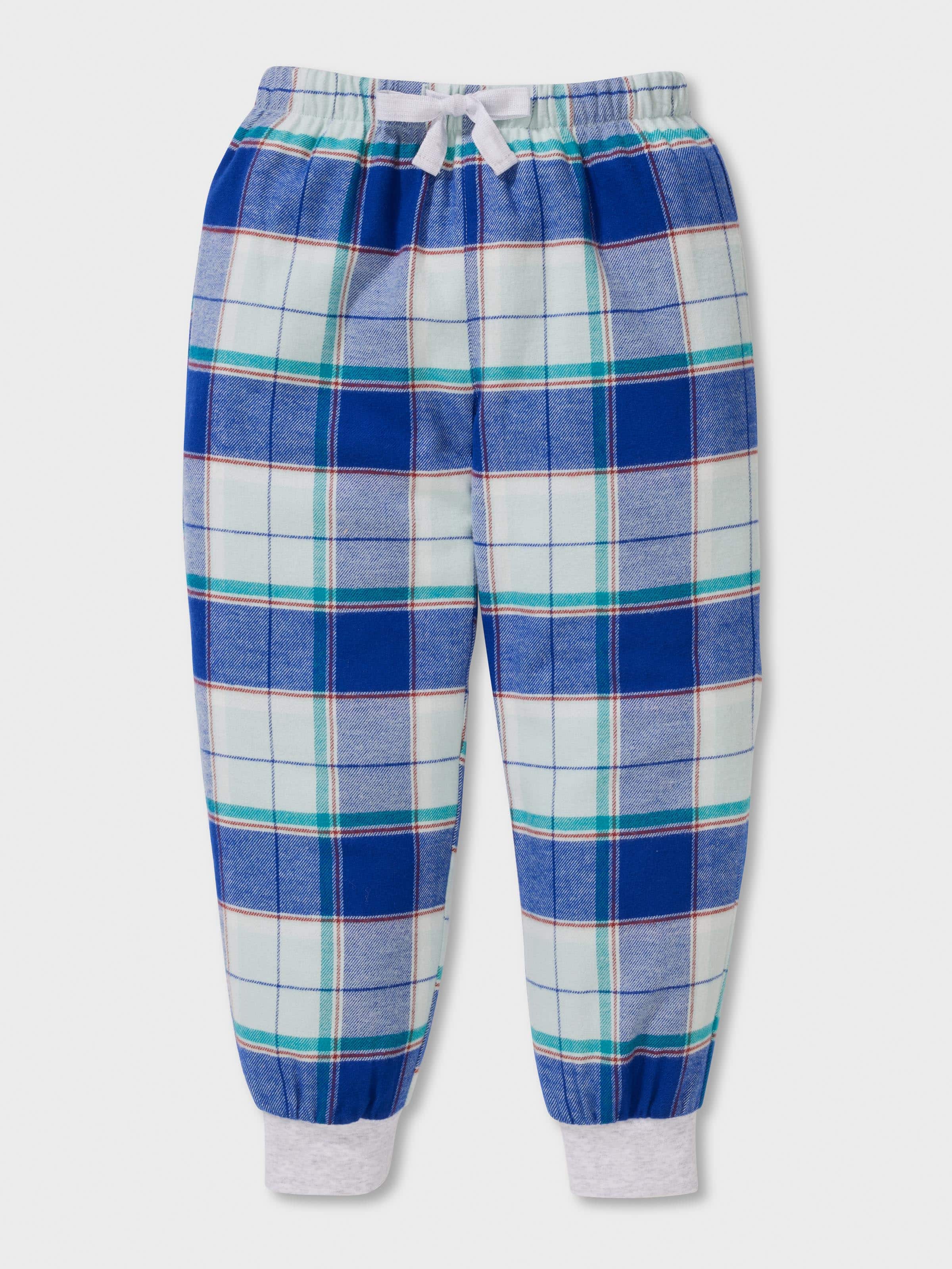 Jnr Boys Blue Check Long Pj Set
