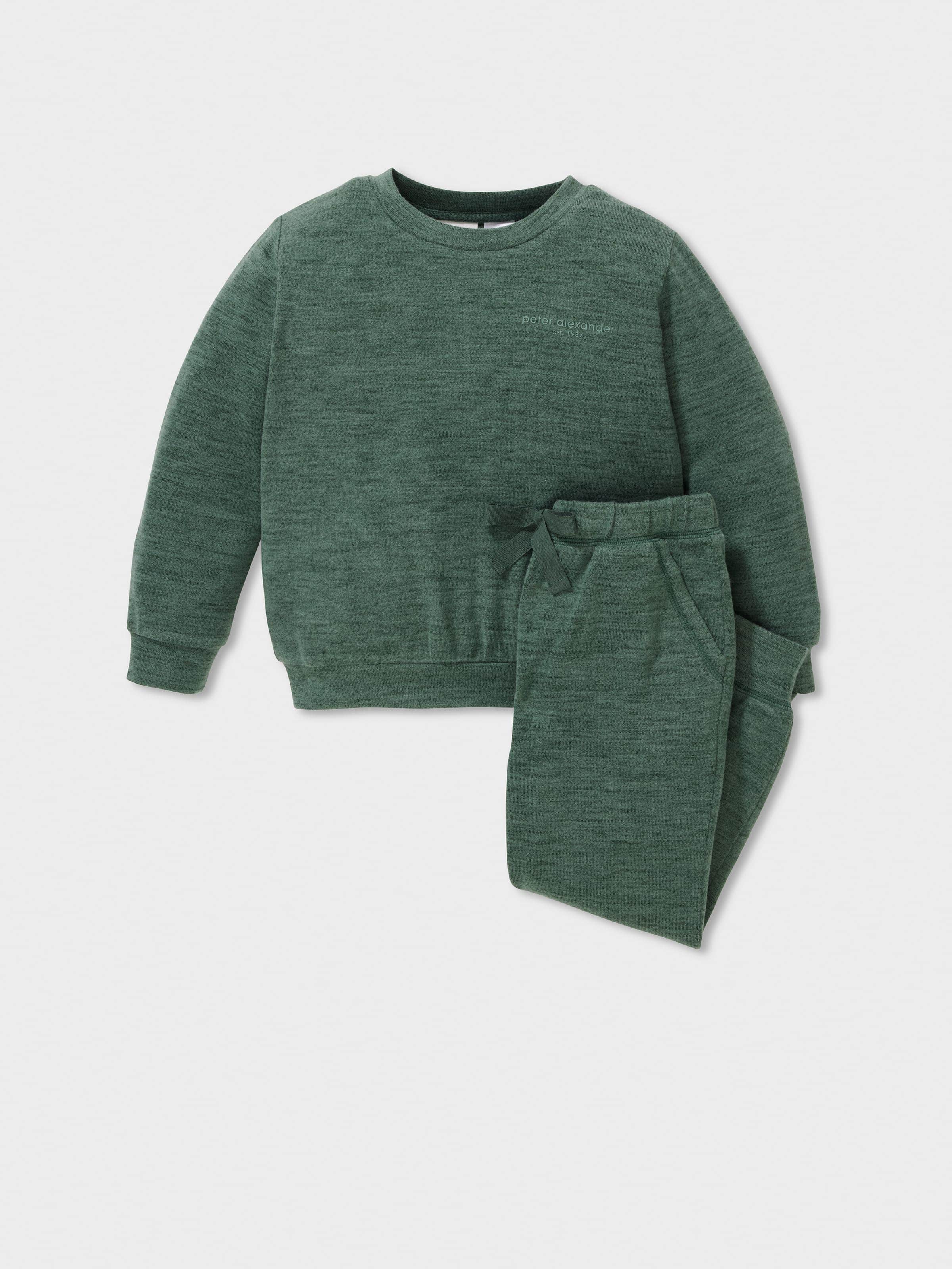 Jnr Boys Green Plush Long Pj Set