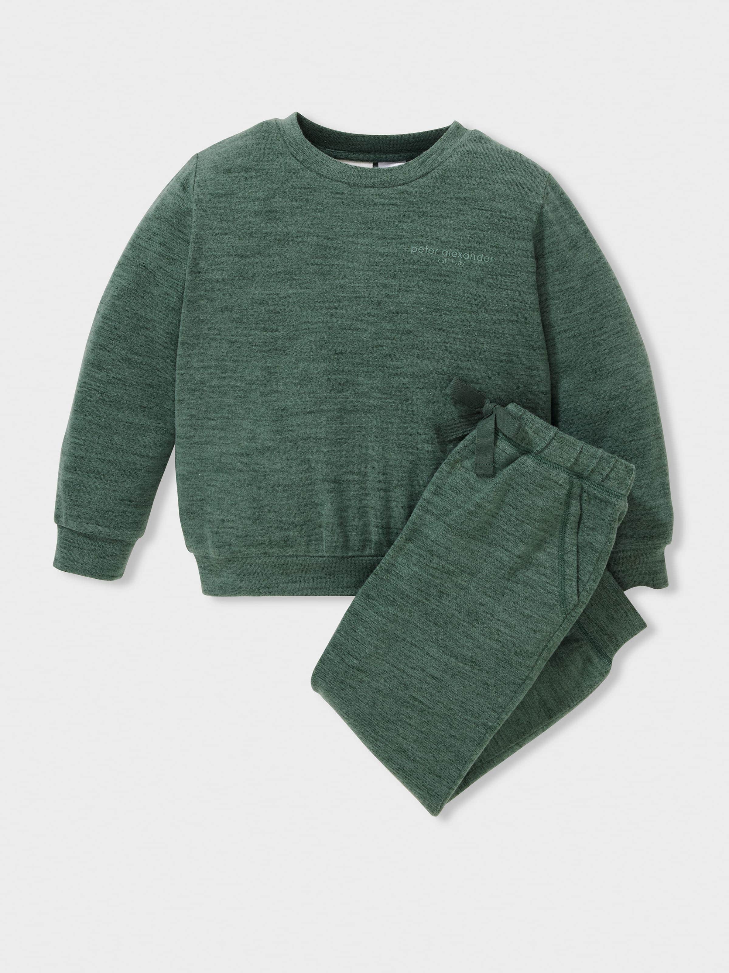 Boys Green Plush Long Pj Set