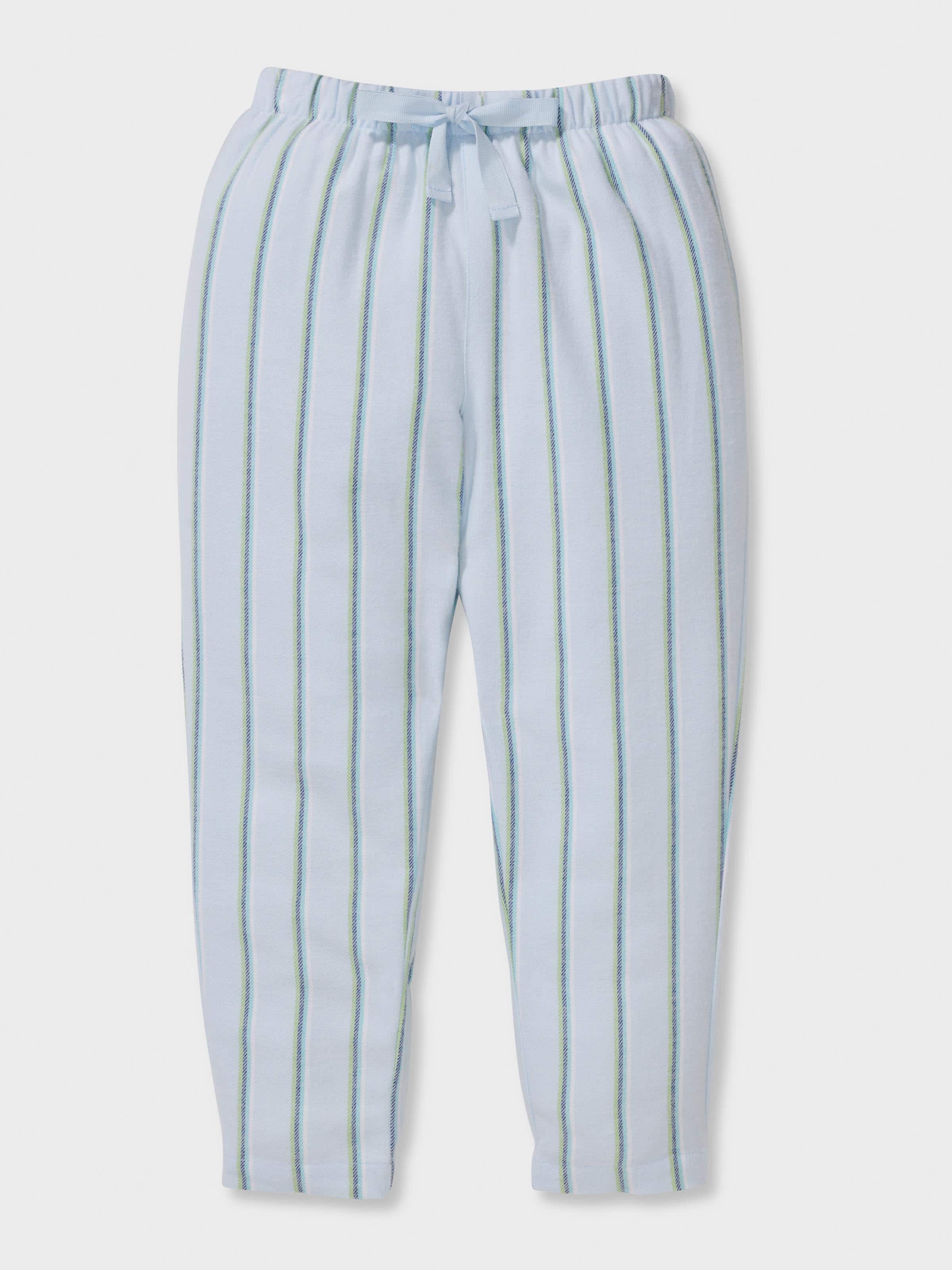 Jnr Boys 100% Cotton Blue Stripe Long Pj Set