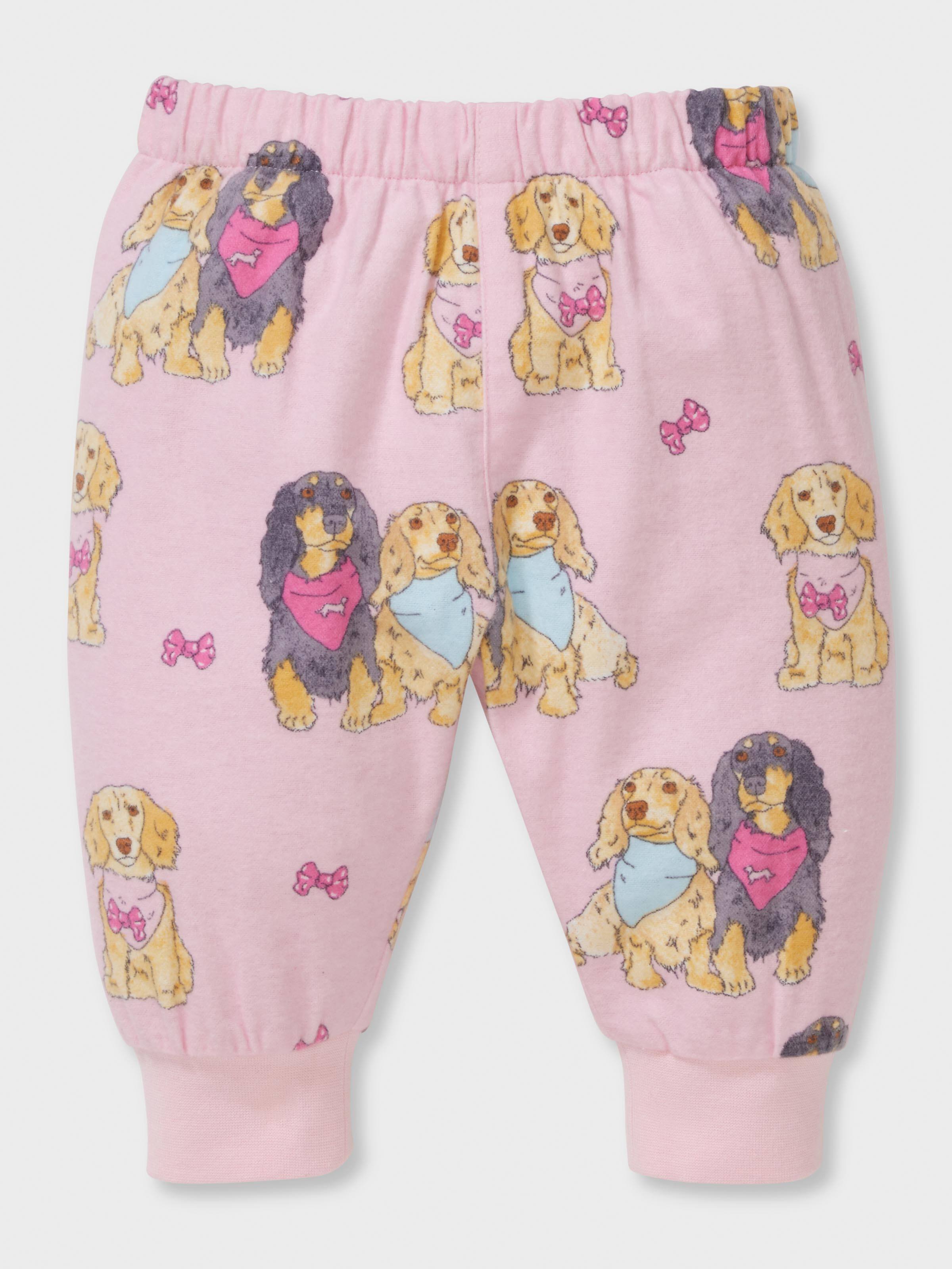 Baby Girl 100% Cotton Pink Puppy Long Classic Pj Set