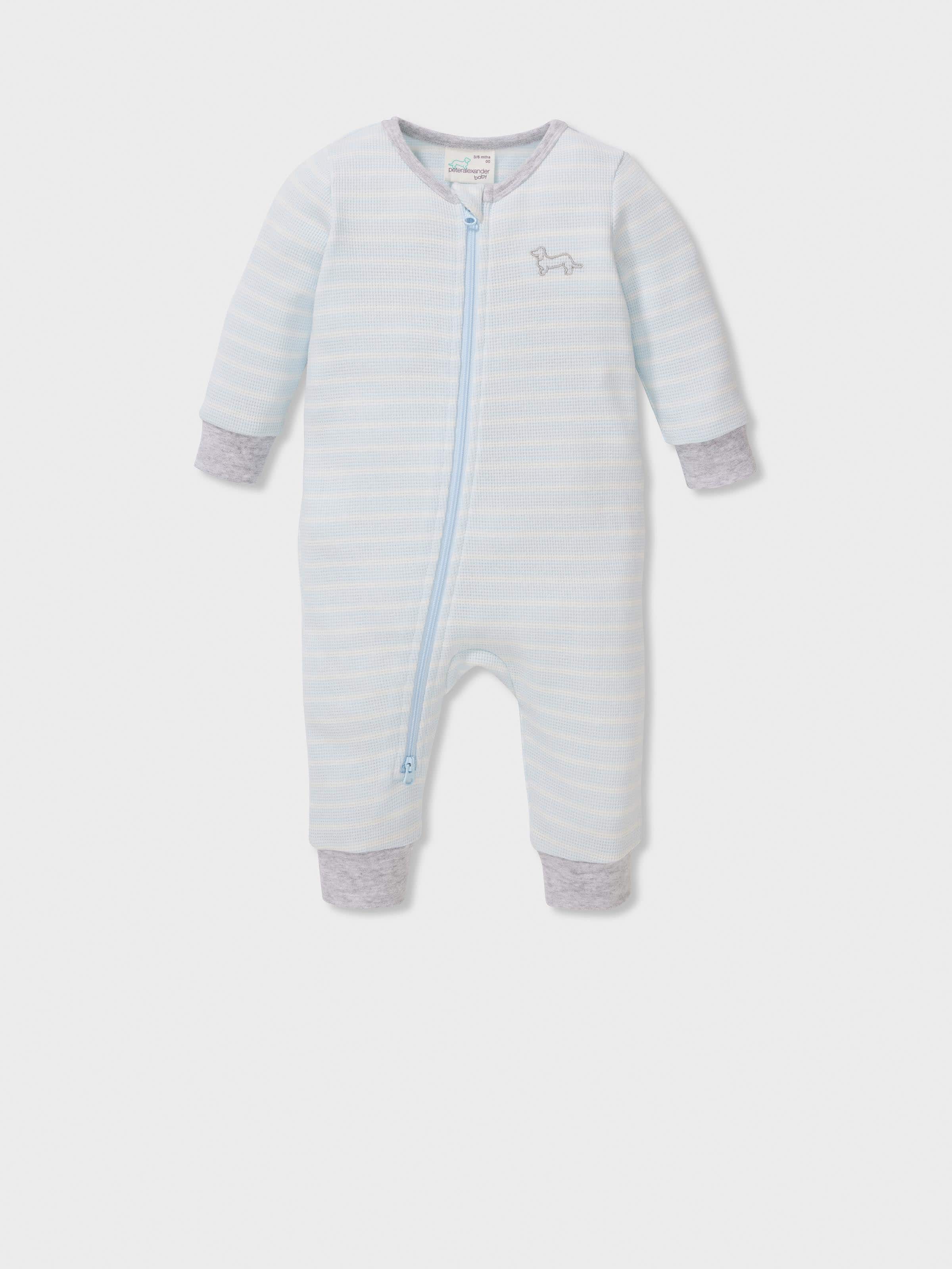 Baby Blue Stripe Waffle Onesie