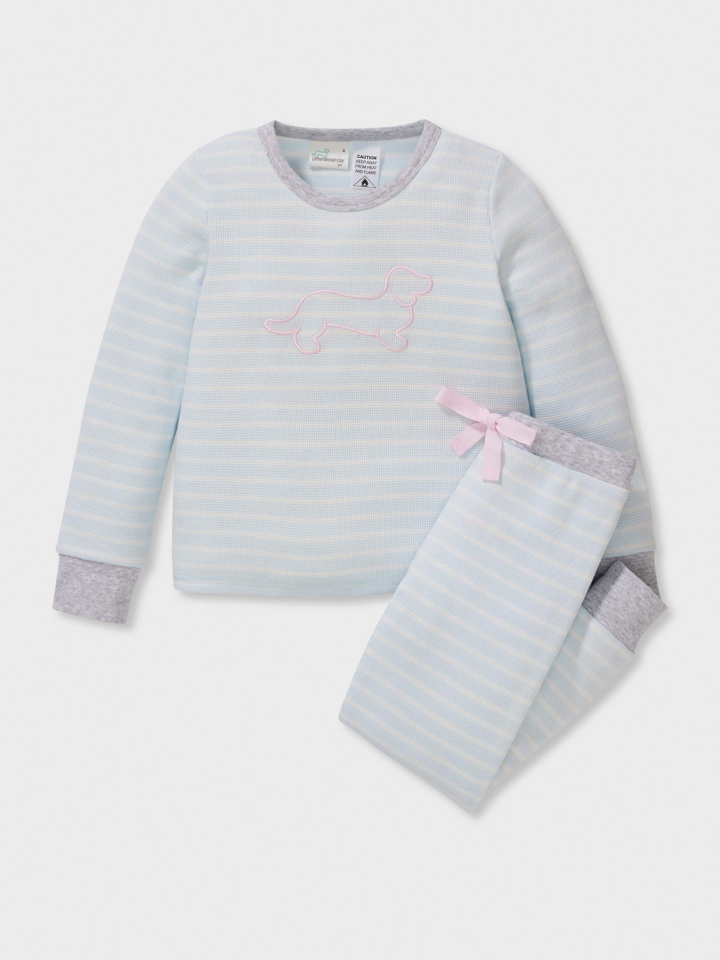Girls Blue Stripe Long Pj Set