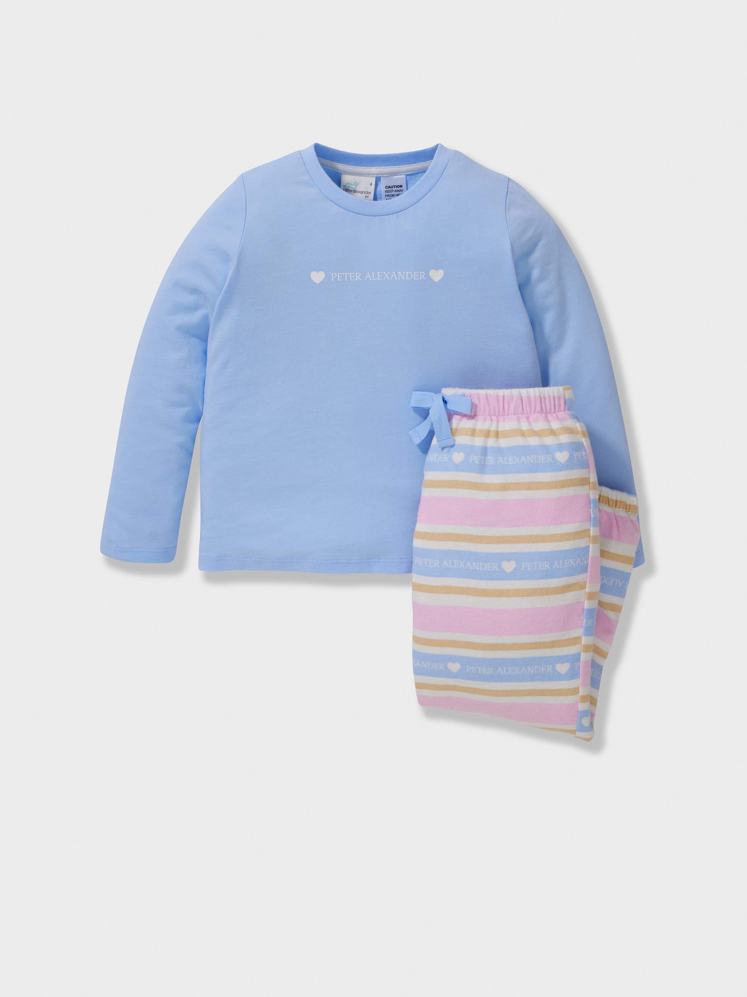 Jnr Girls Heart Stripe 100% Cotton Long Pj Set