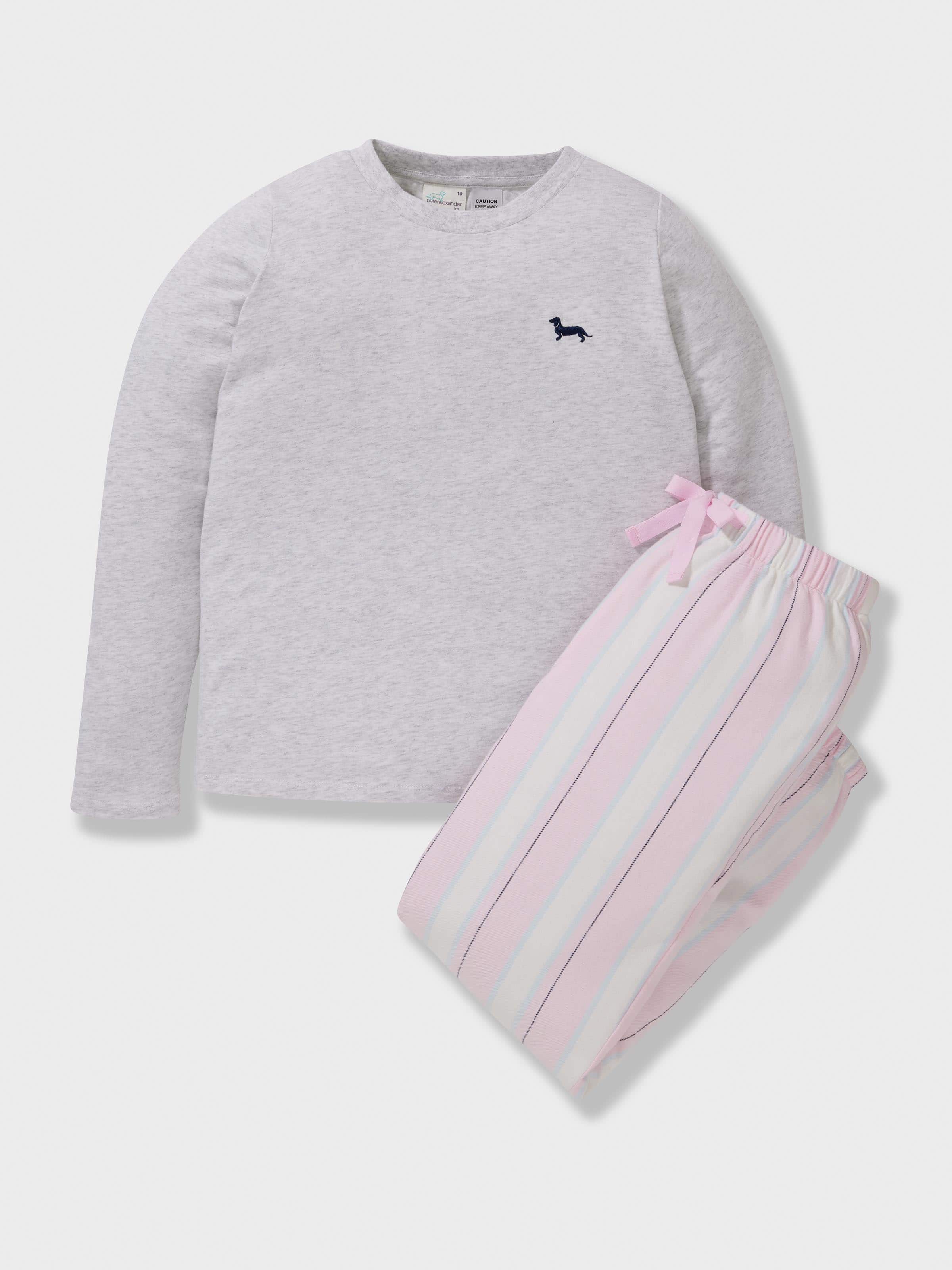 Girls Pink Stripe 100% Cotton Long Pj Set