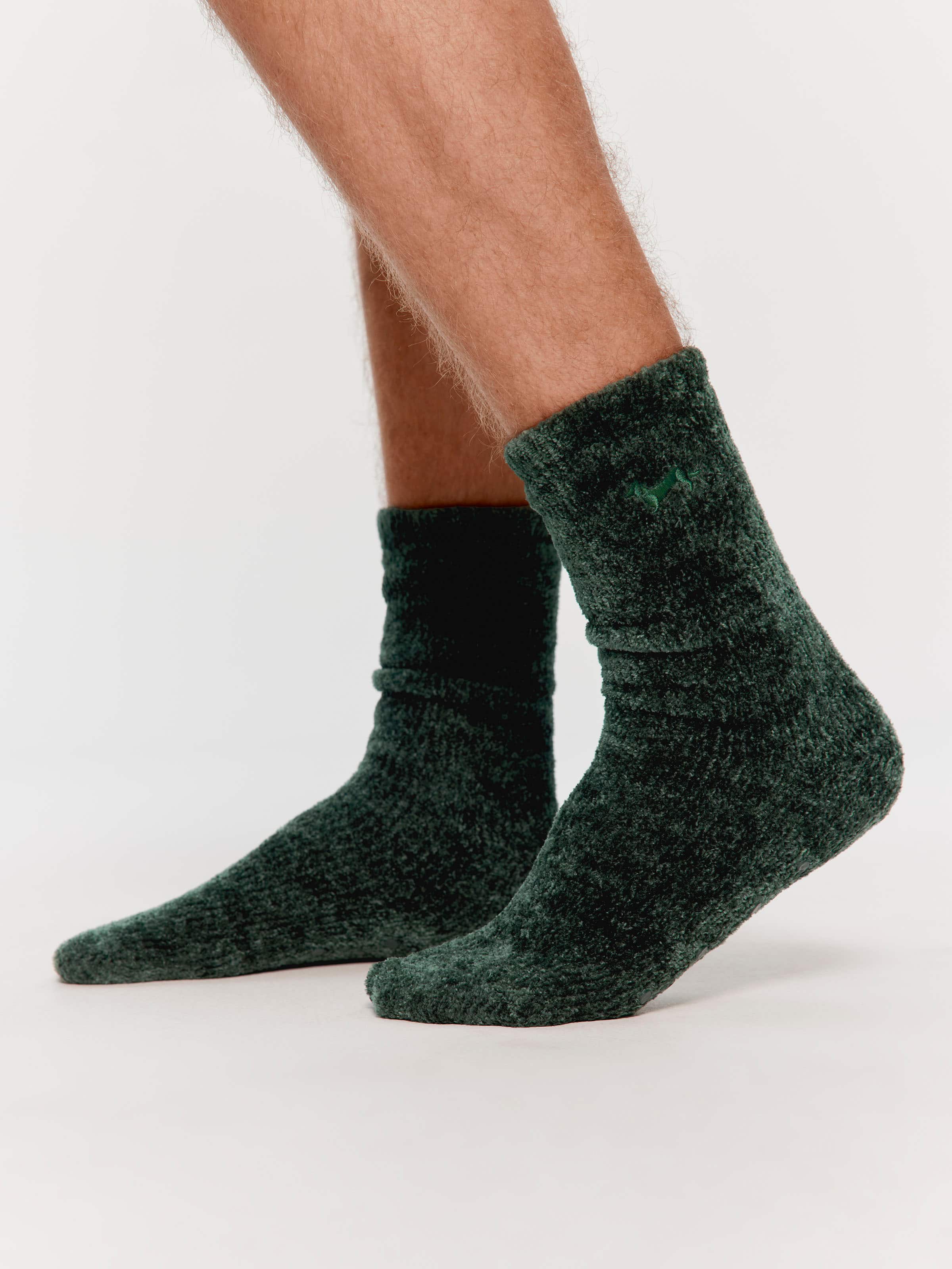 Men's Green Chenille Rib Sock
