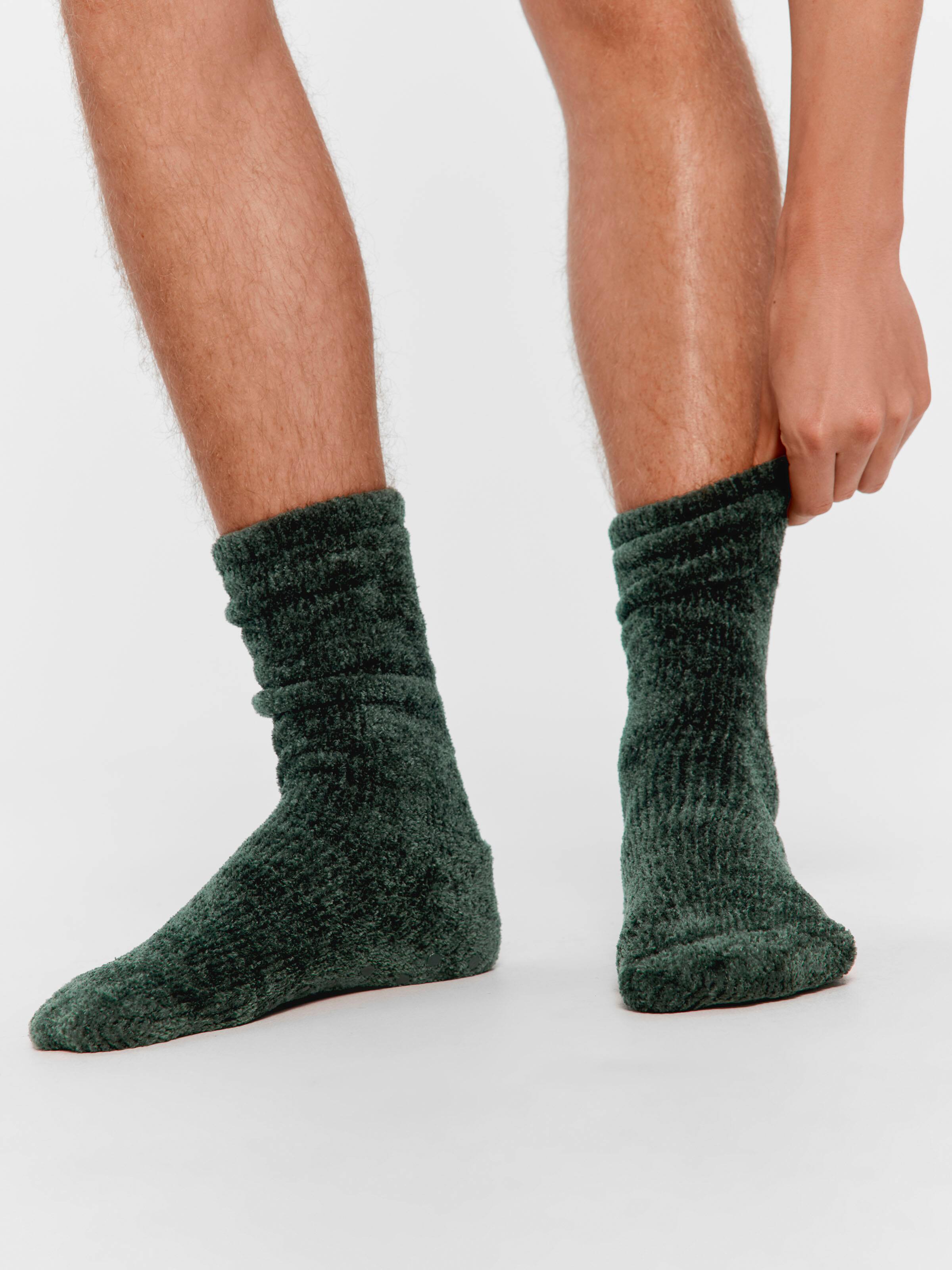 Men's Green Chenille Rib Sock