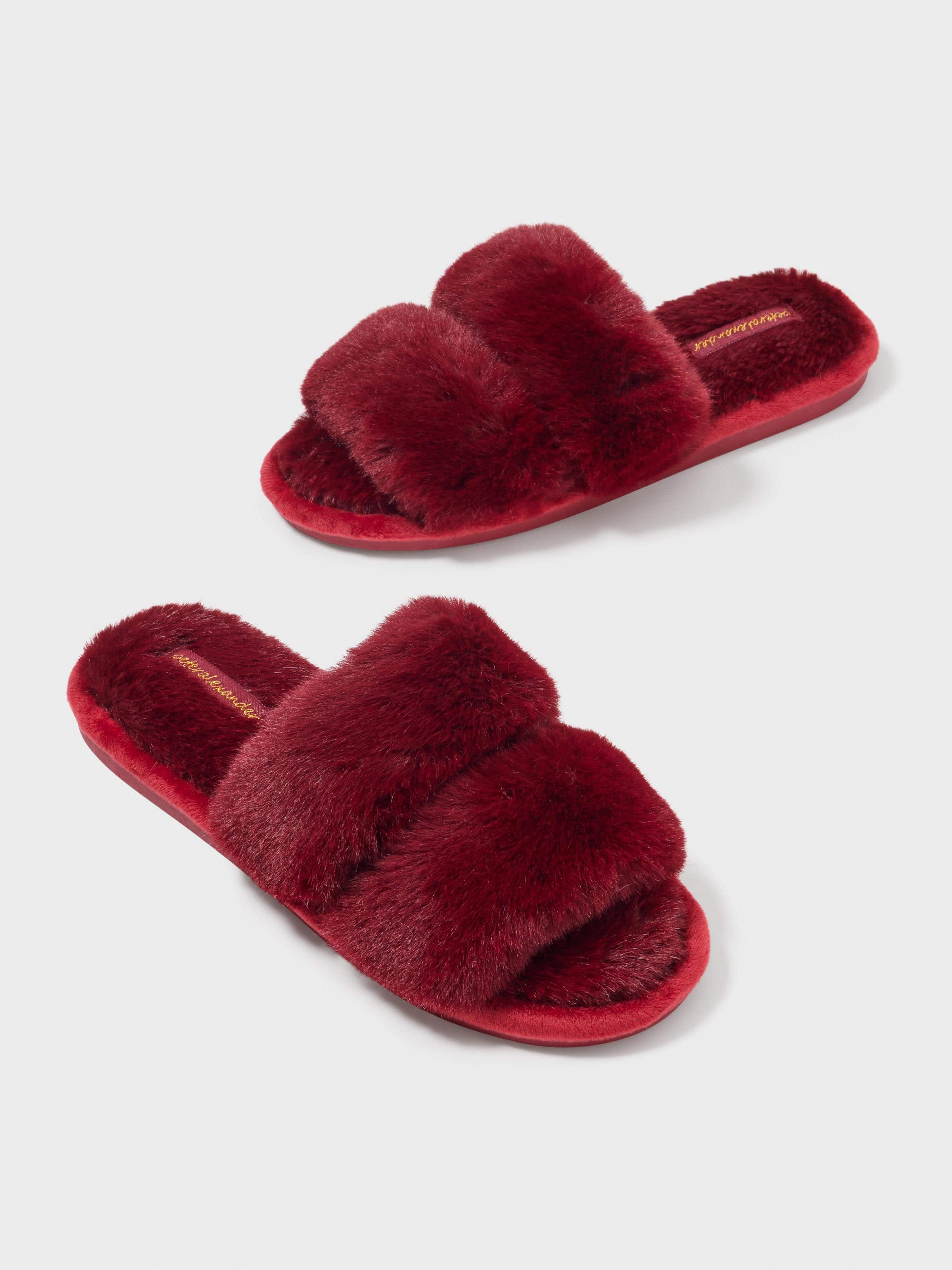 Ruby Fur Twin Strap Slide