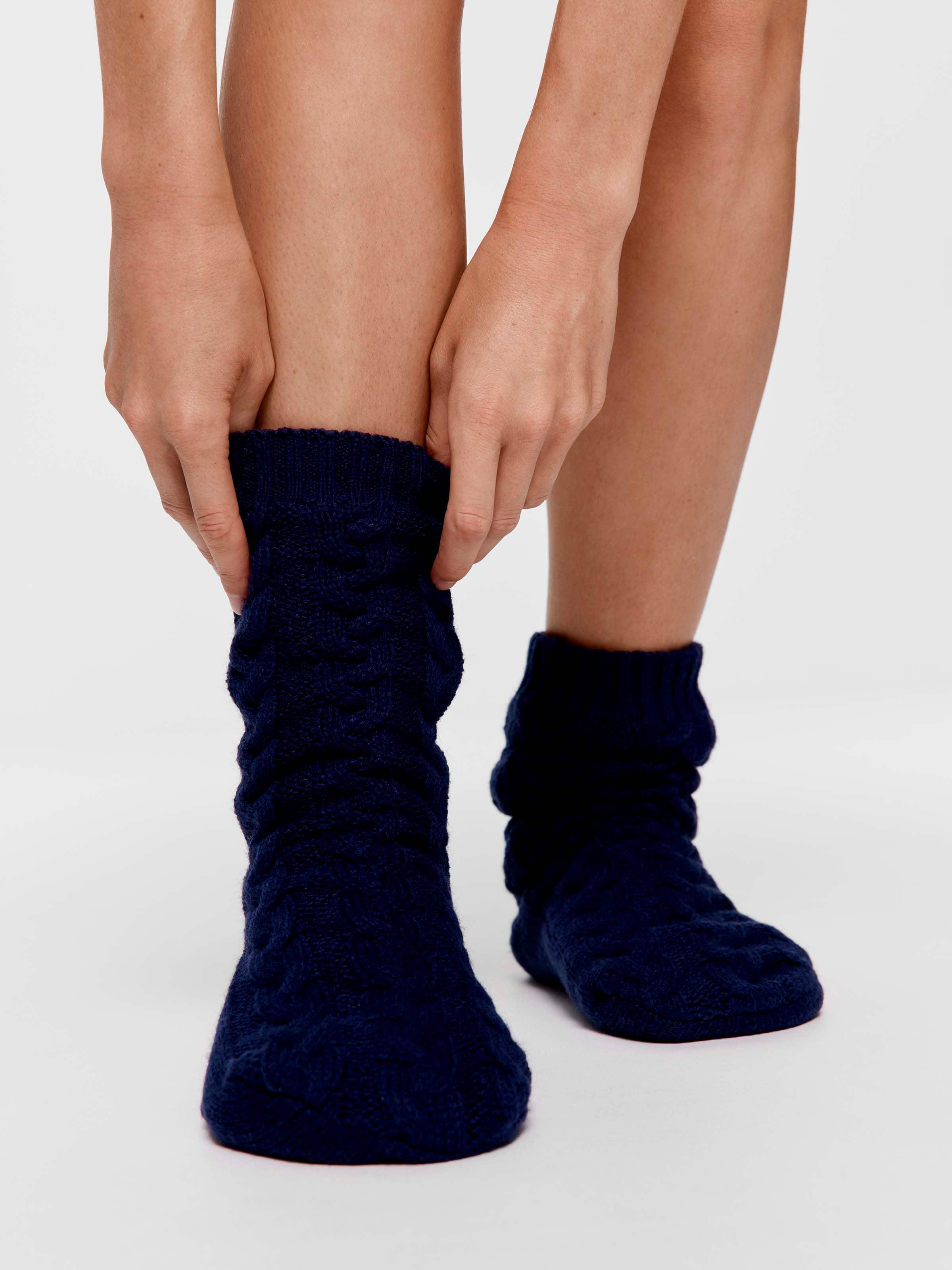 Navy Chunky Knit Boxed Sock