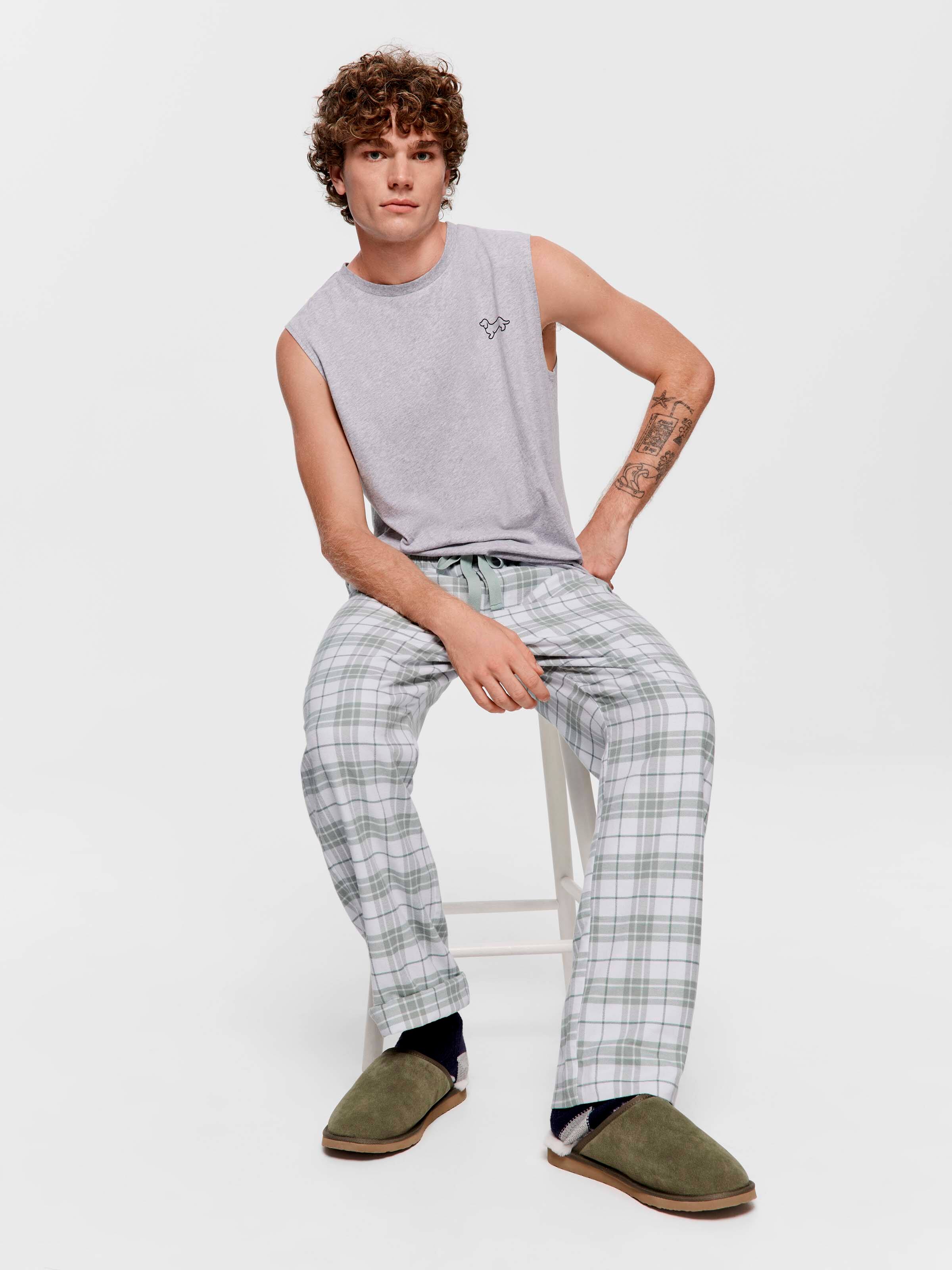 Sage Check Flannelette Classic Pj Pant