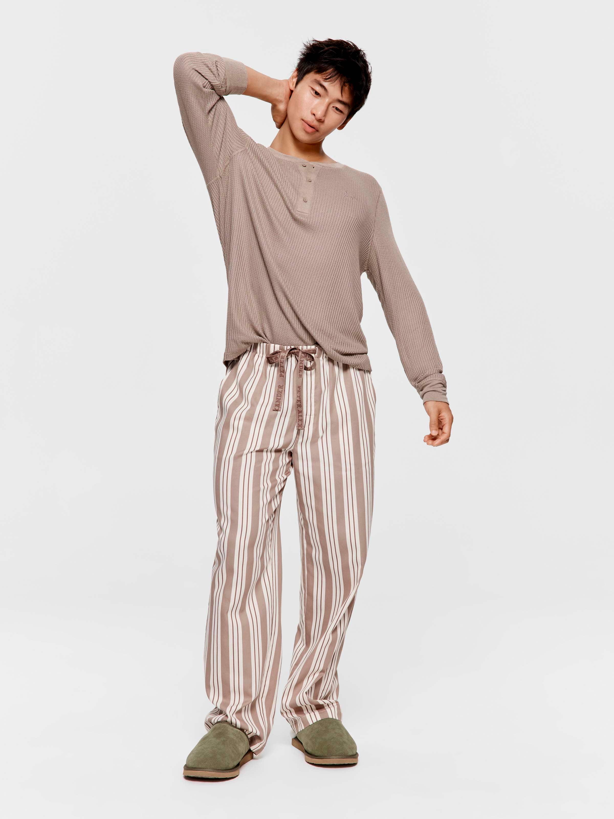 Mocha Stripe 100% Cotton Classic Pj Pant