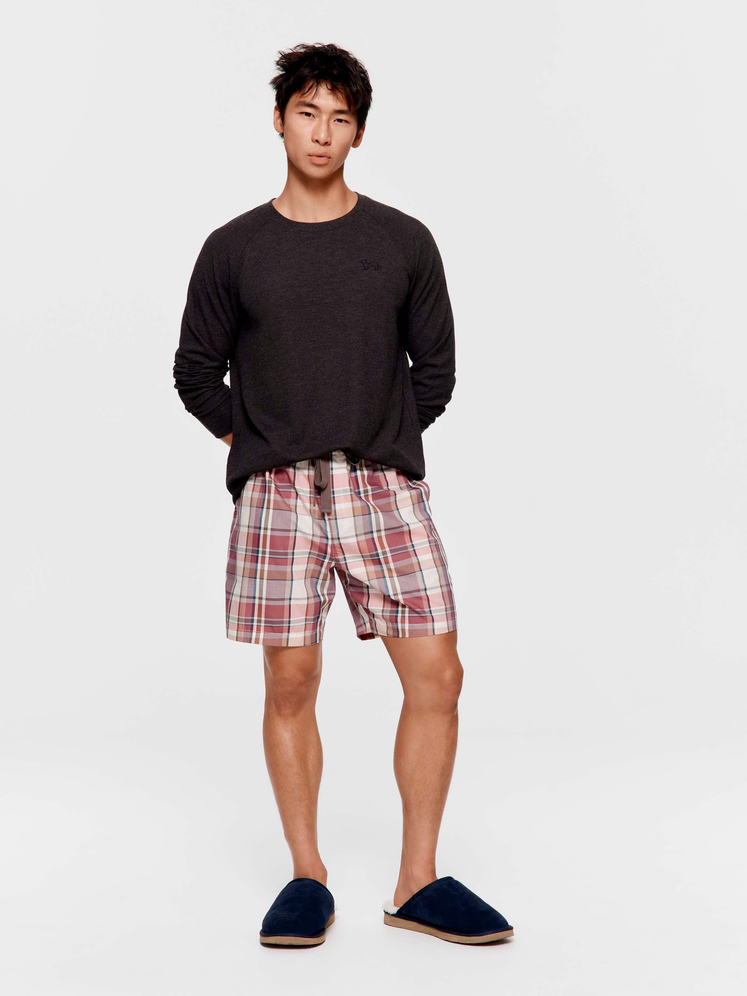 Brown Check 100% Cotton Mid Short