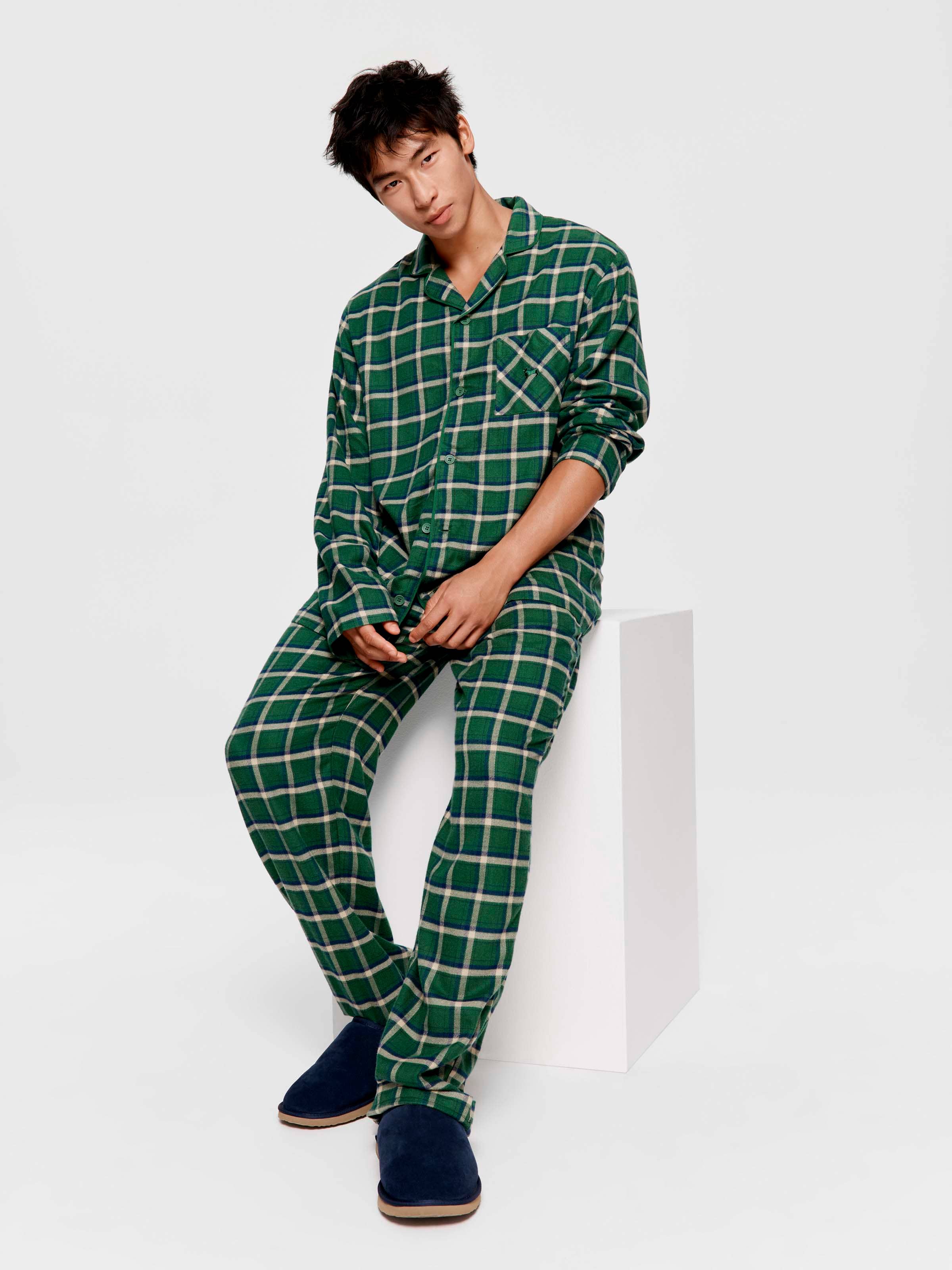 Green Check Long Sleeve Pj Set