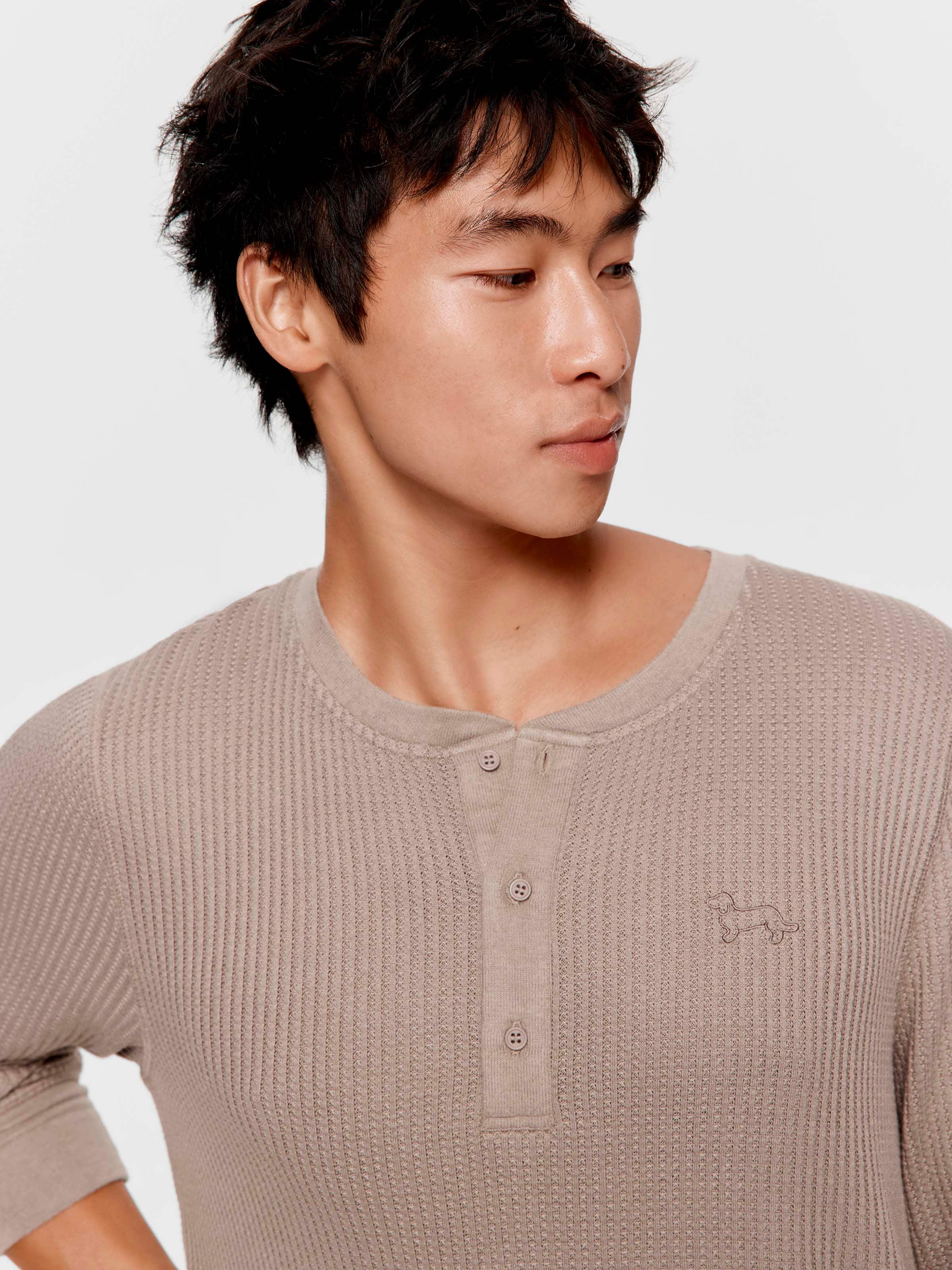 Chunky Waffle Long Sleeve Henley