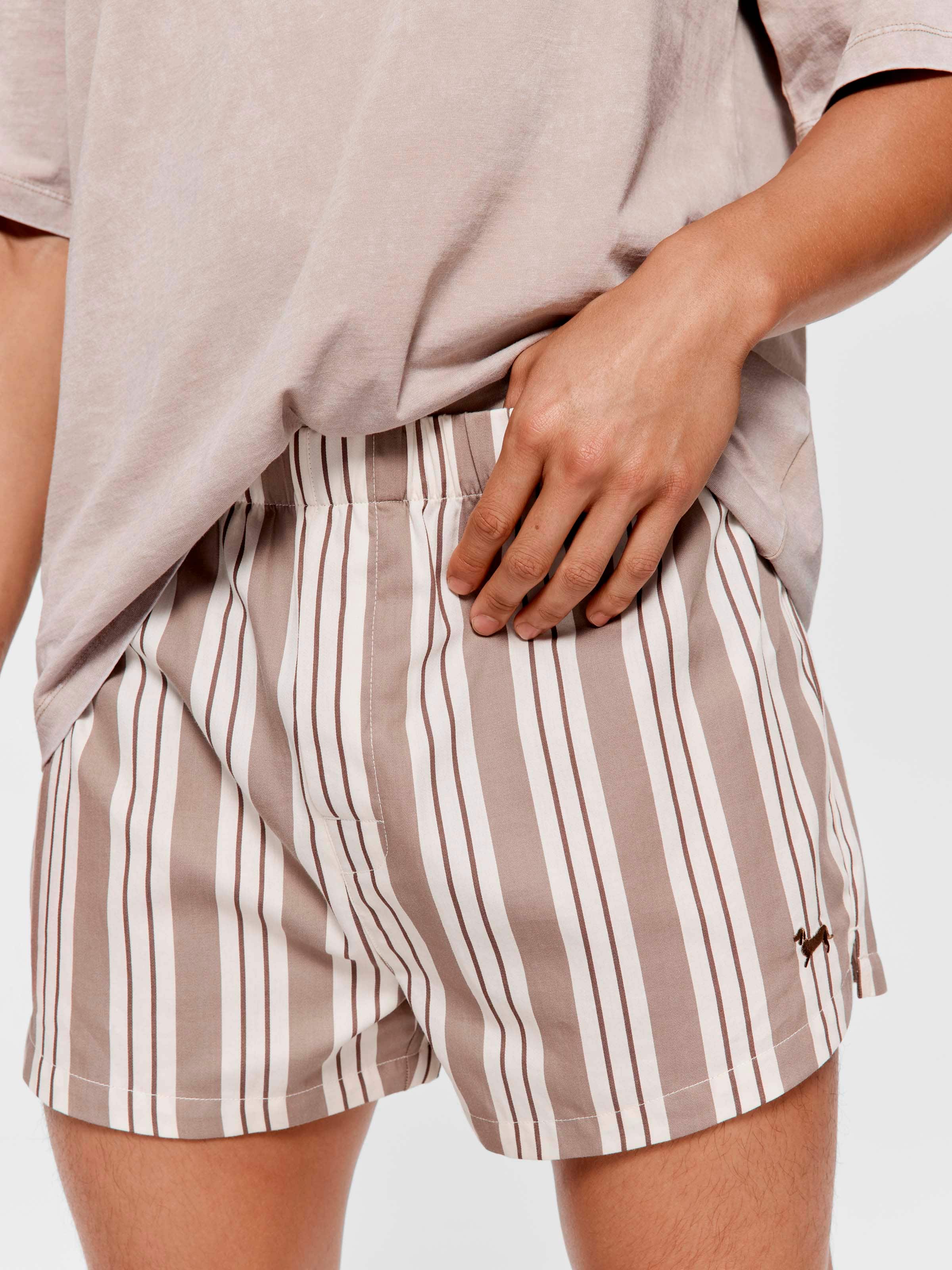 Mocha Stripe 100% Cotton Boxer Short