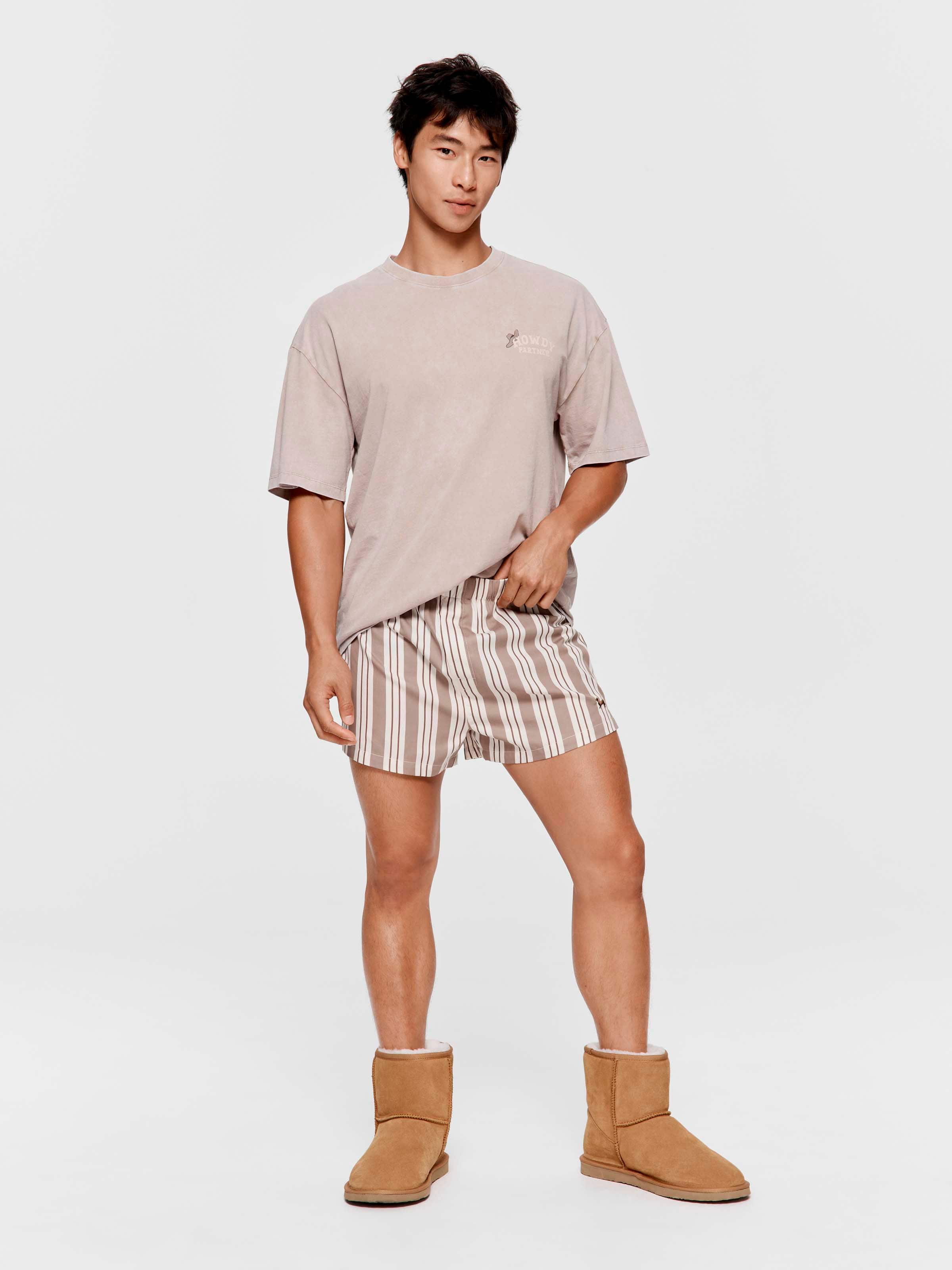 Mocha Stripe 100% Cotton Boxer Short
